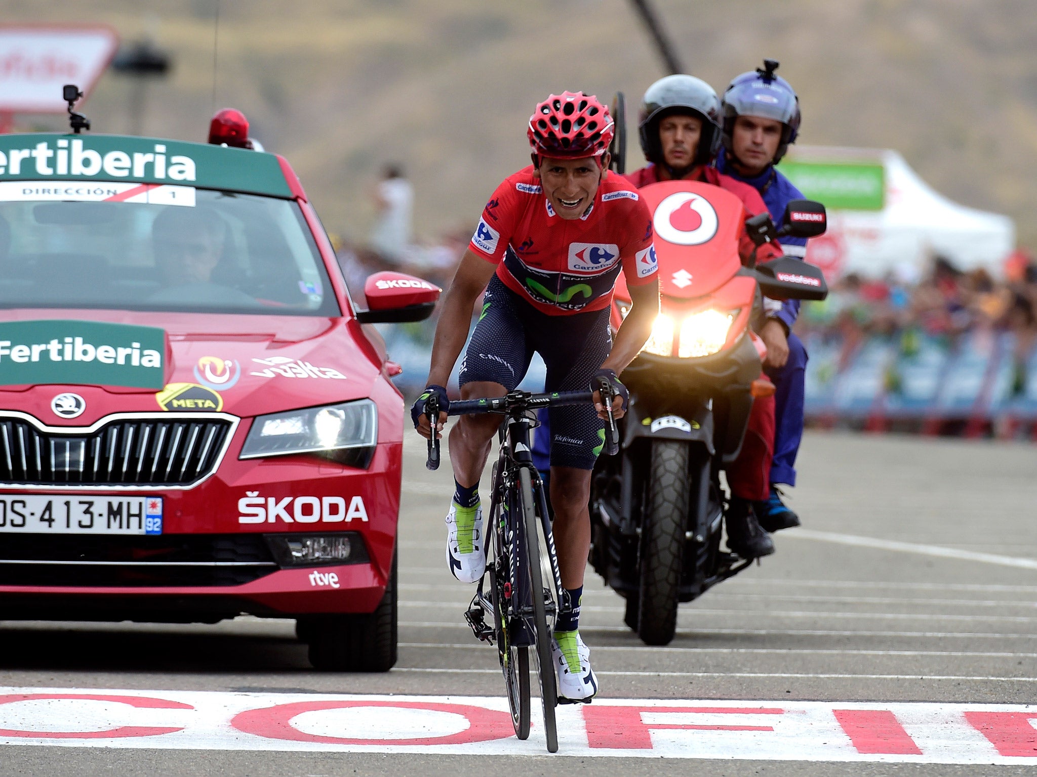 Nairo Quintana broke away from the peloton early to extend his lead