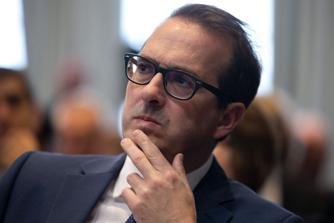 Owen Smith sits in the audience before delivering a speech at a press conference in London on September 5, 2016