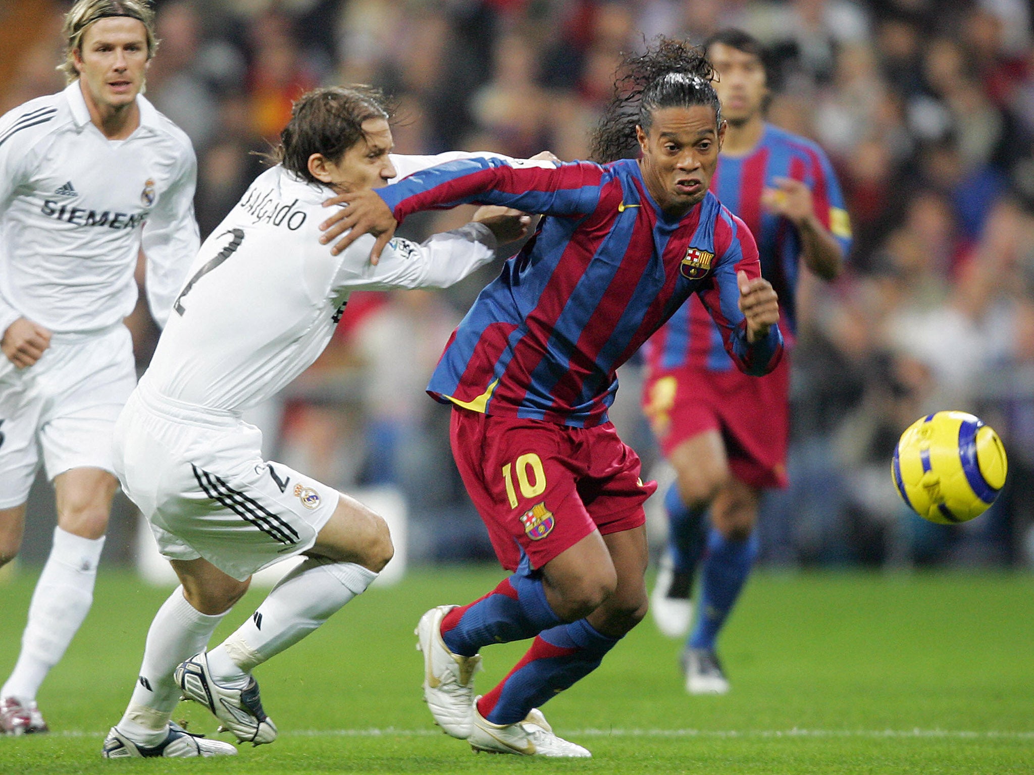 &#13;
Ronaldinho was one of Barcelona's greatest-ever midfielders &#13;