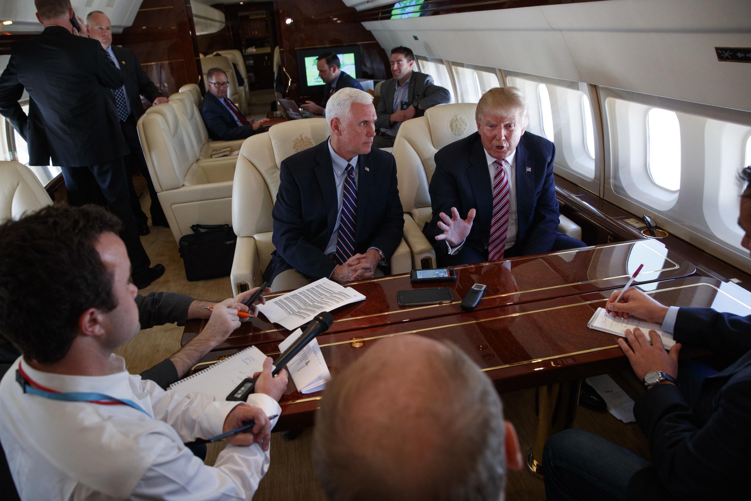 Mr Trump invited reporters on his jet for the first time