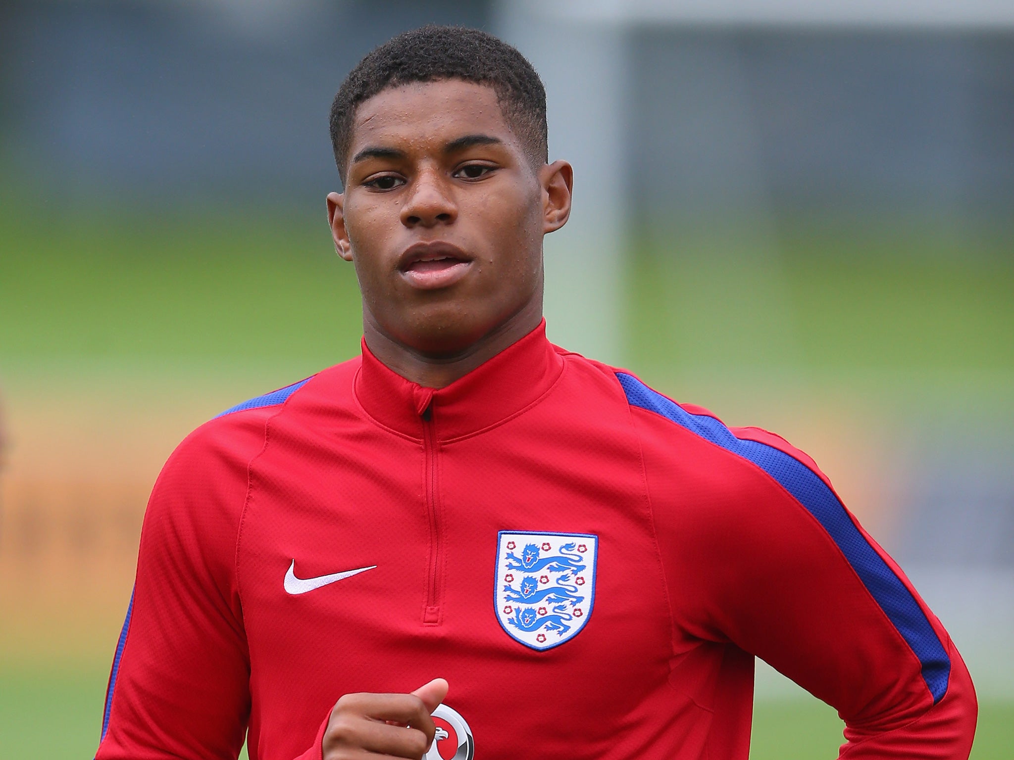 Rashford in training with England's Under-21s