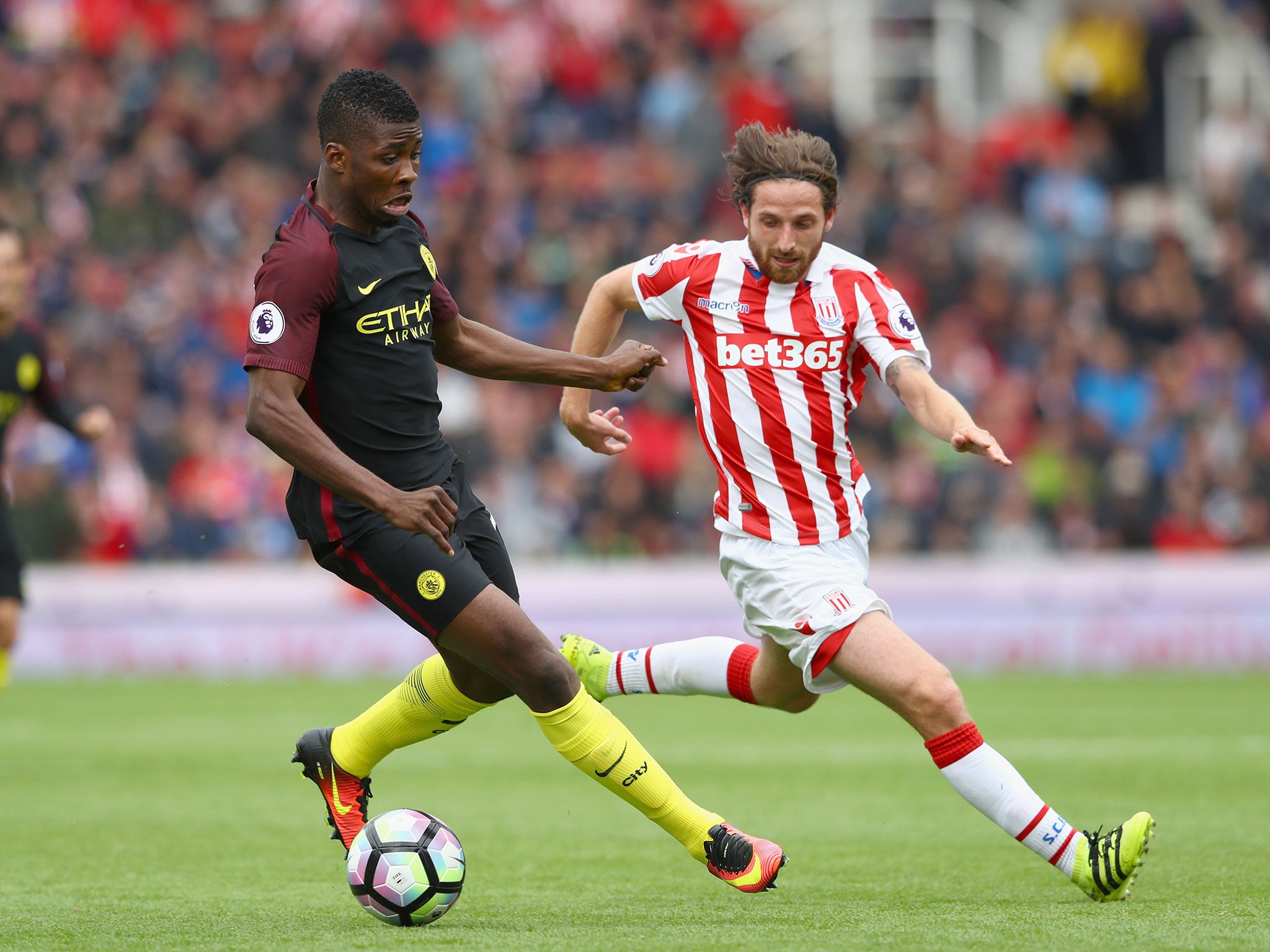 Kelechi Iheanacho in action for City against Stoke