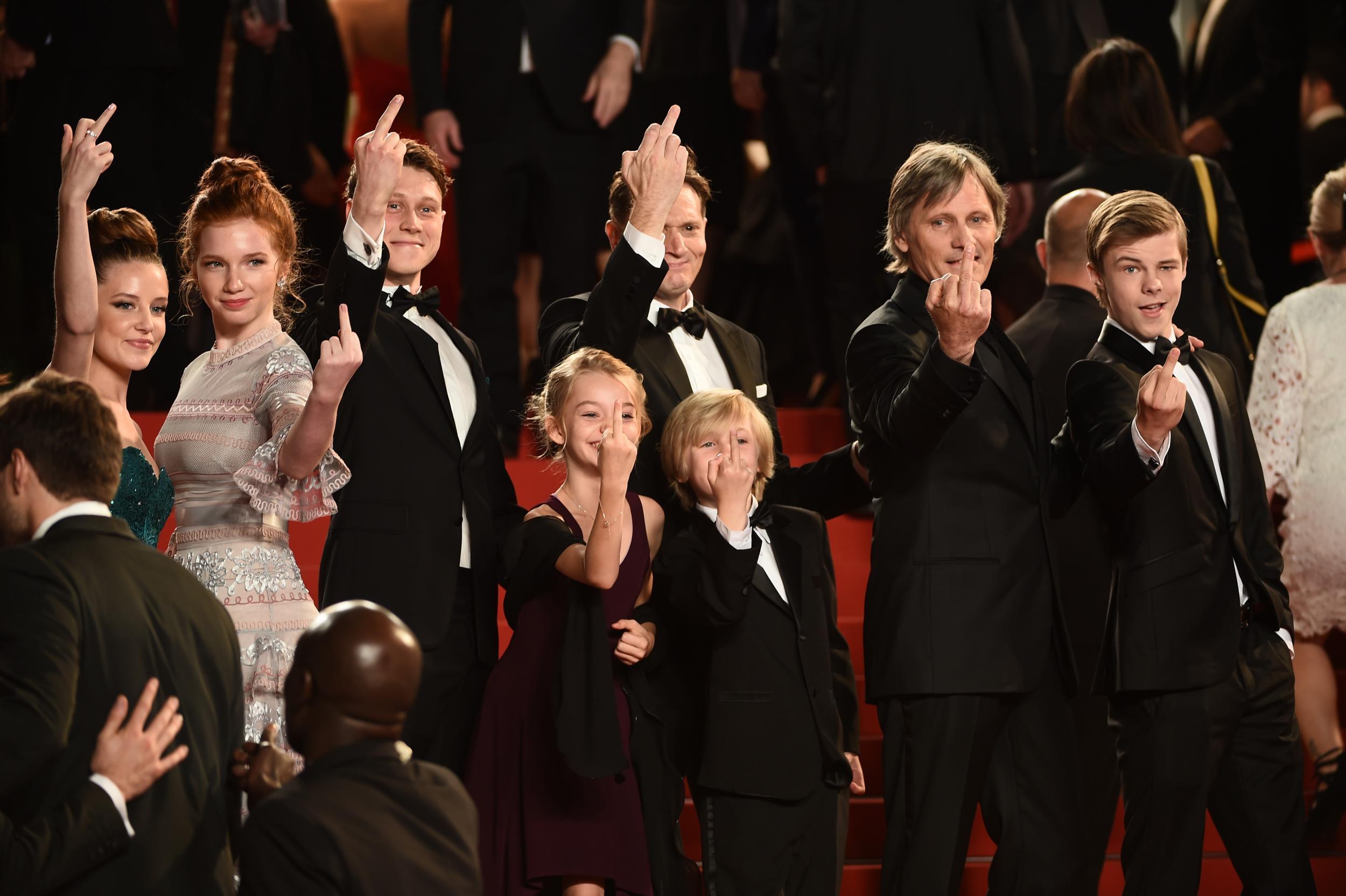 Mortensen with his Captain Fantastic cast and director at Cannes Film Festival