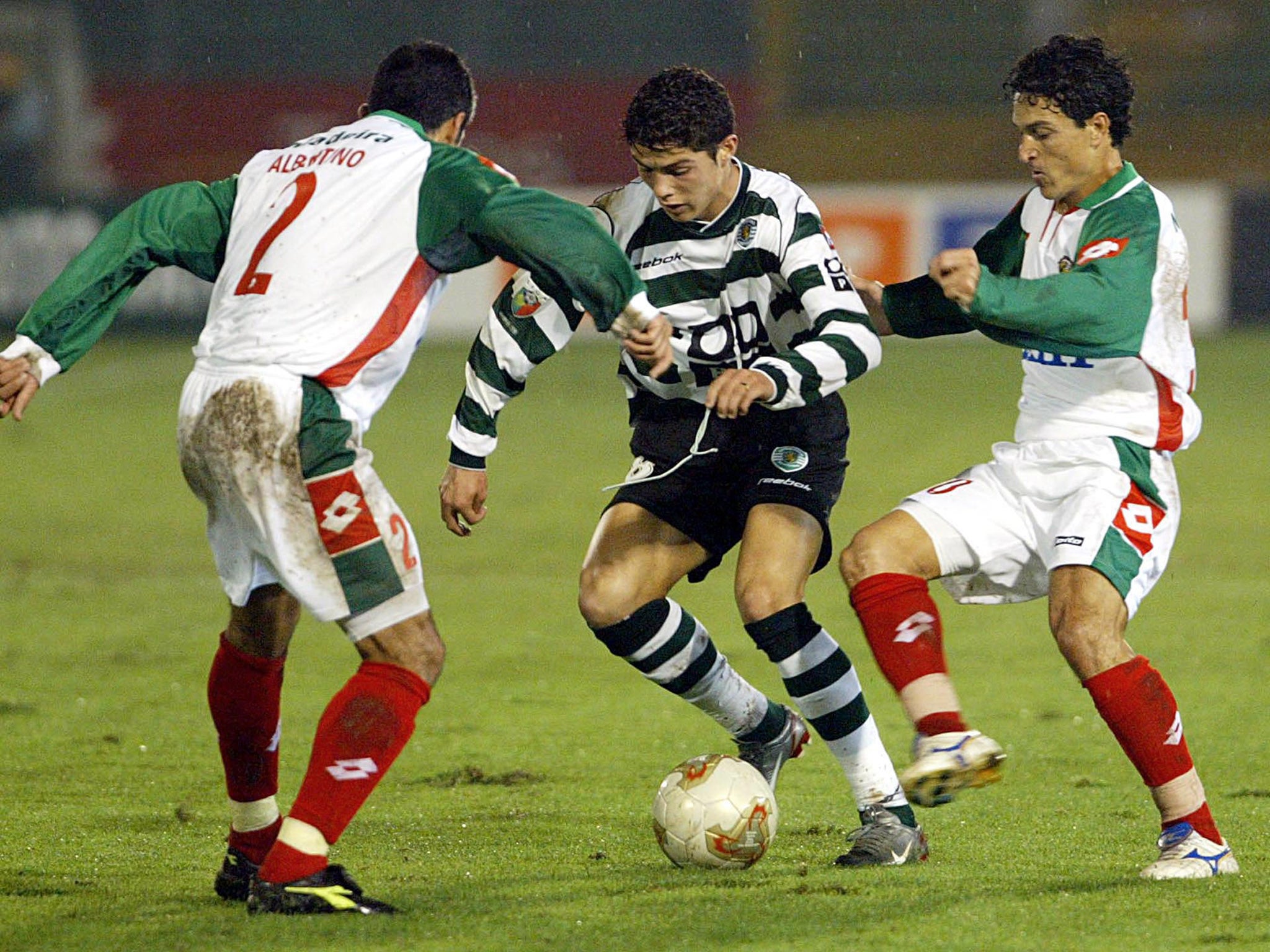 Ronaldo, centre, during his early days at Sporting