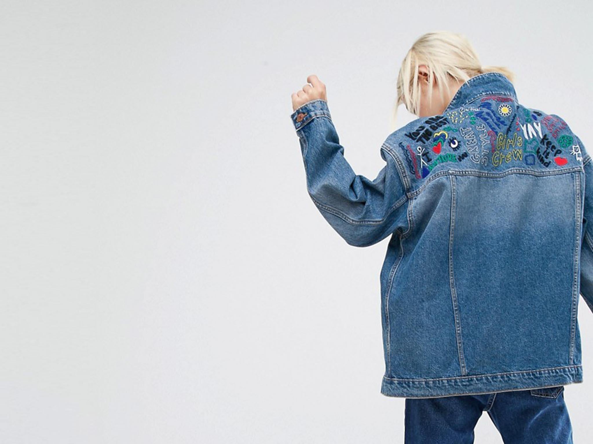 This Monki embroidered denim jacket is bang on trend, £50, asos.com