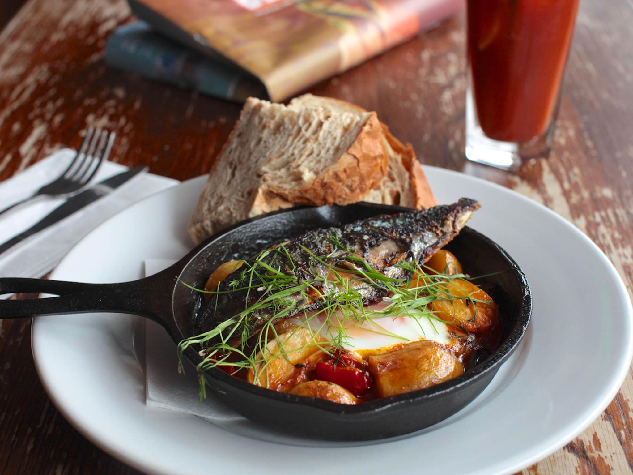 &#13;
The Gali Hangover dish, served up in a skillet with a side of bread&#13;