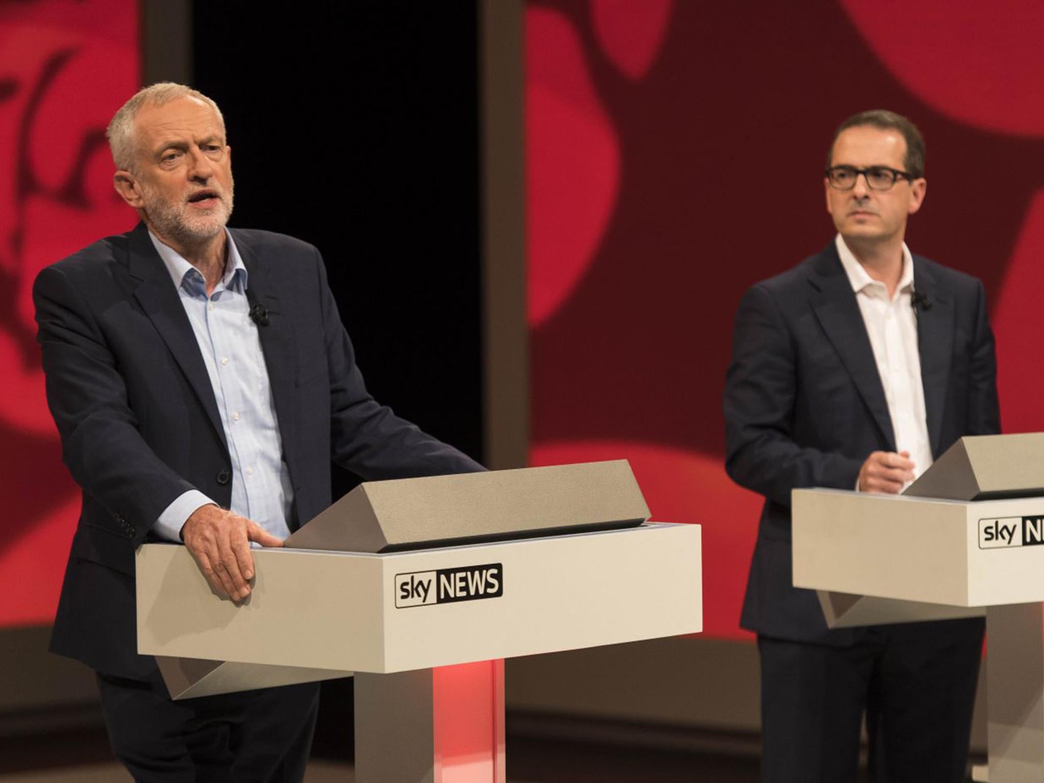 Jeremy Corbyn (left) and Owen Smith at the final Labour leadership debate