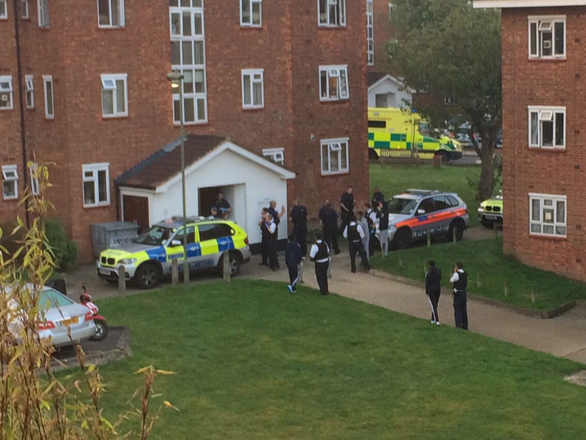 Police at the scene of a double shooting in East Finchley, London, on 15 September