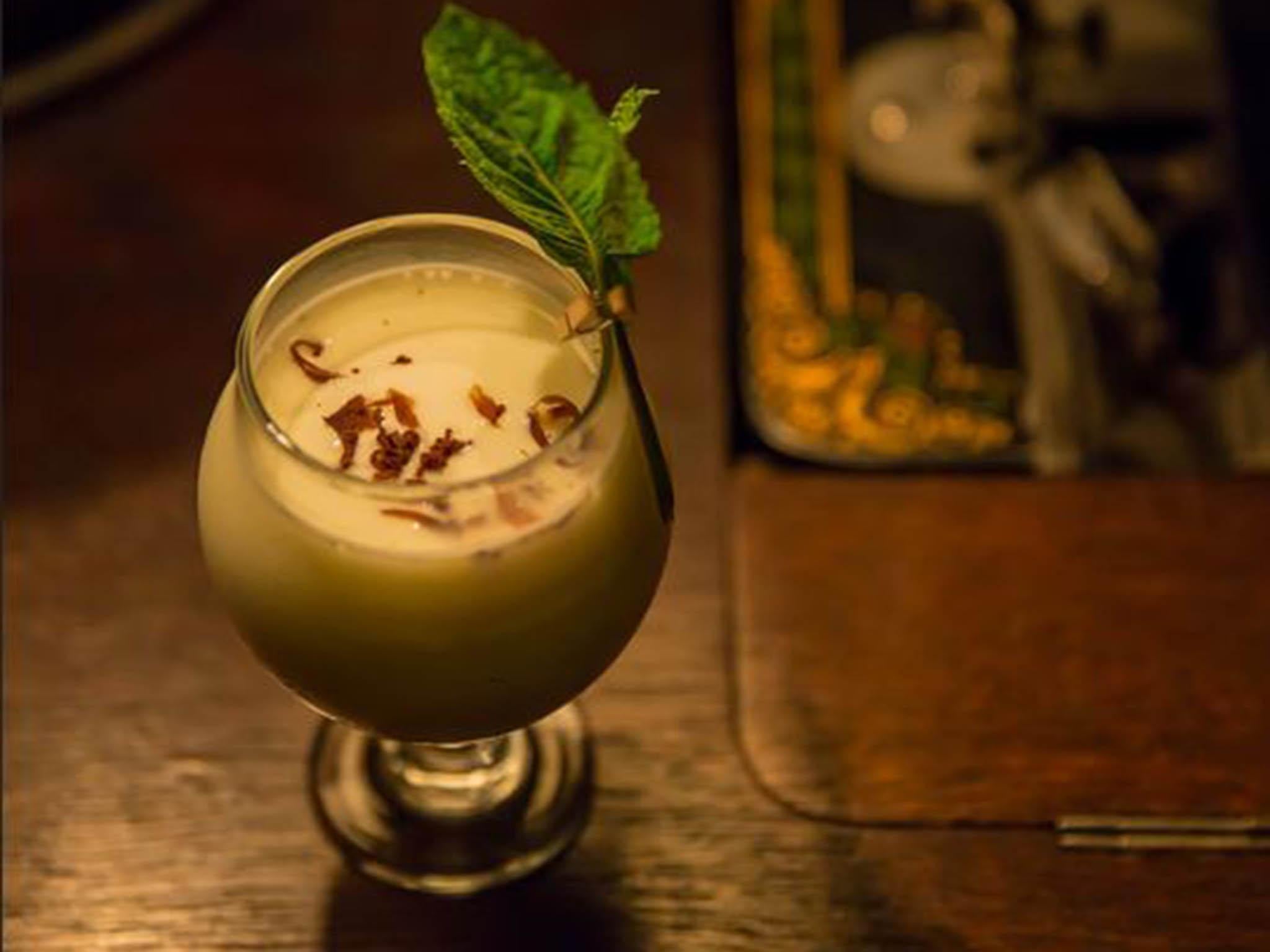 &#13;
The grasshopper deluxe is rich and creamy – and £1 per drink is donated to charity&#13;