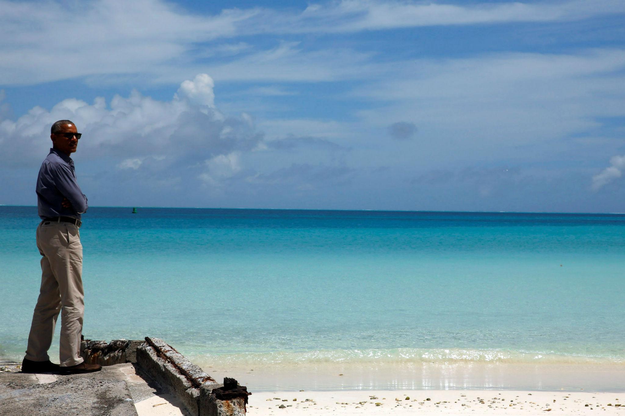 Obama at the Midway Atoll on a visit to the Papahanaumokuakea Marine National Monument in Hawaii earlier this month