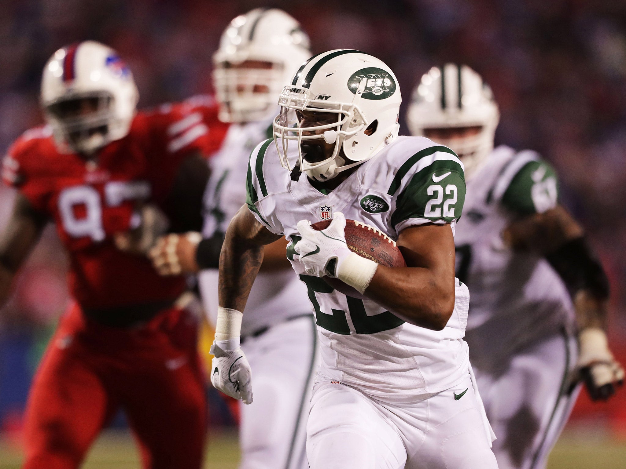 Matt Forte rushed for three touchdowns to guide the New York Jets to victory