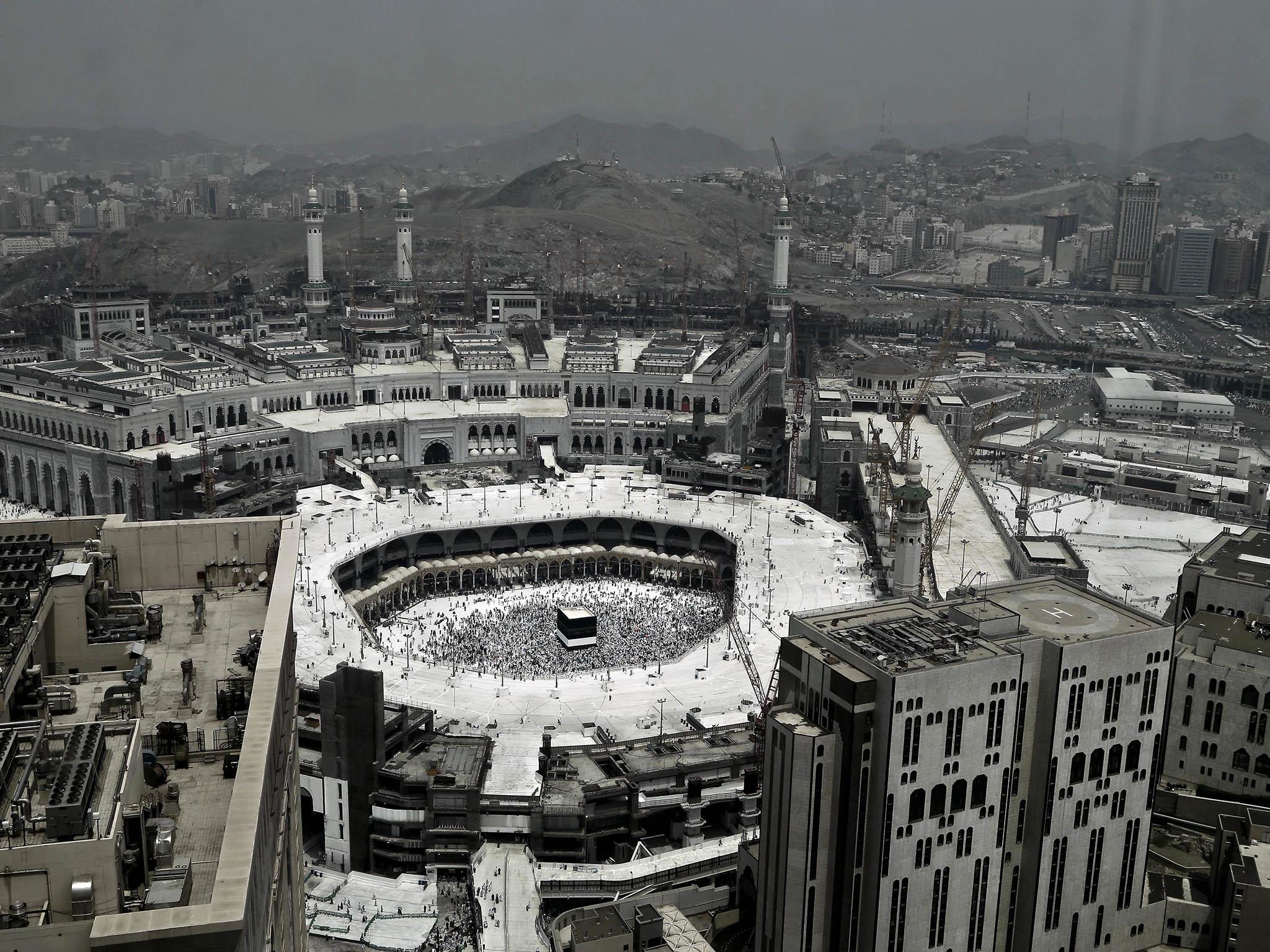 The cube-shaped shrine, at the center of Mecca's Grand Mosque, is where the world's 1.6 billion Muslims pray towards five times a day