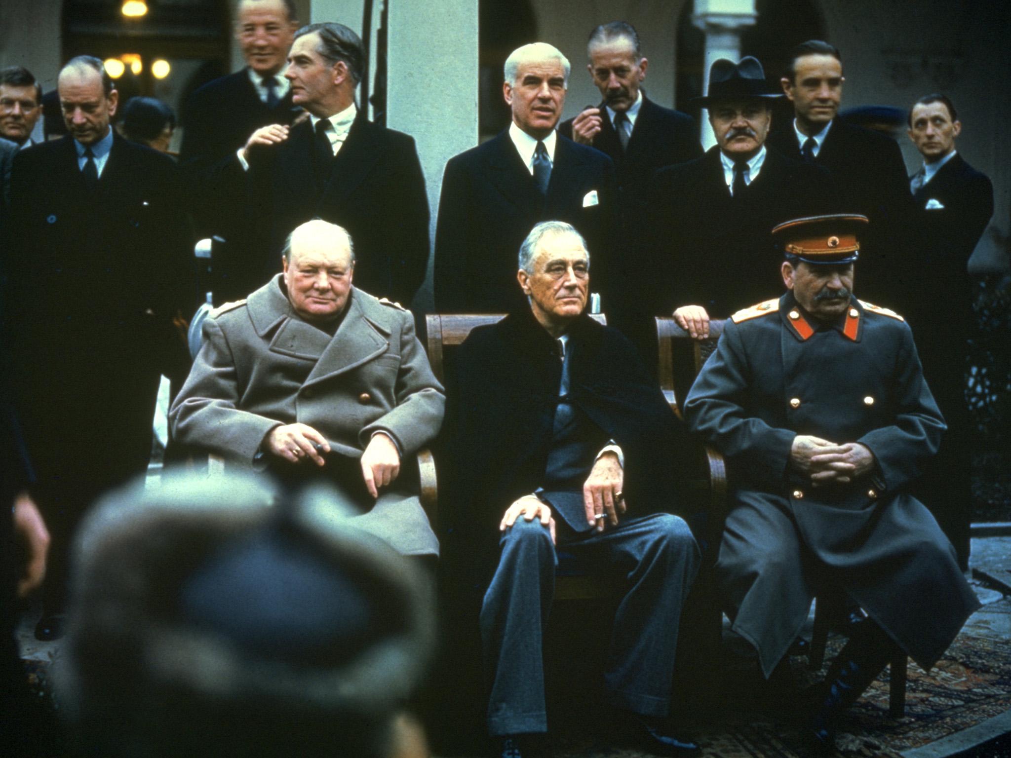 Winston Churchill, Franklin Delano Roosevelt and Joseph Stalin at the Yalta Conference, February 1945