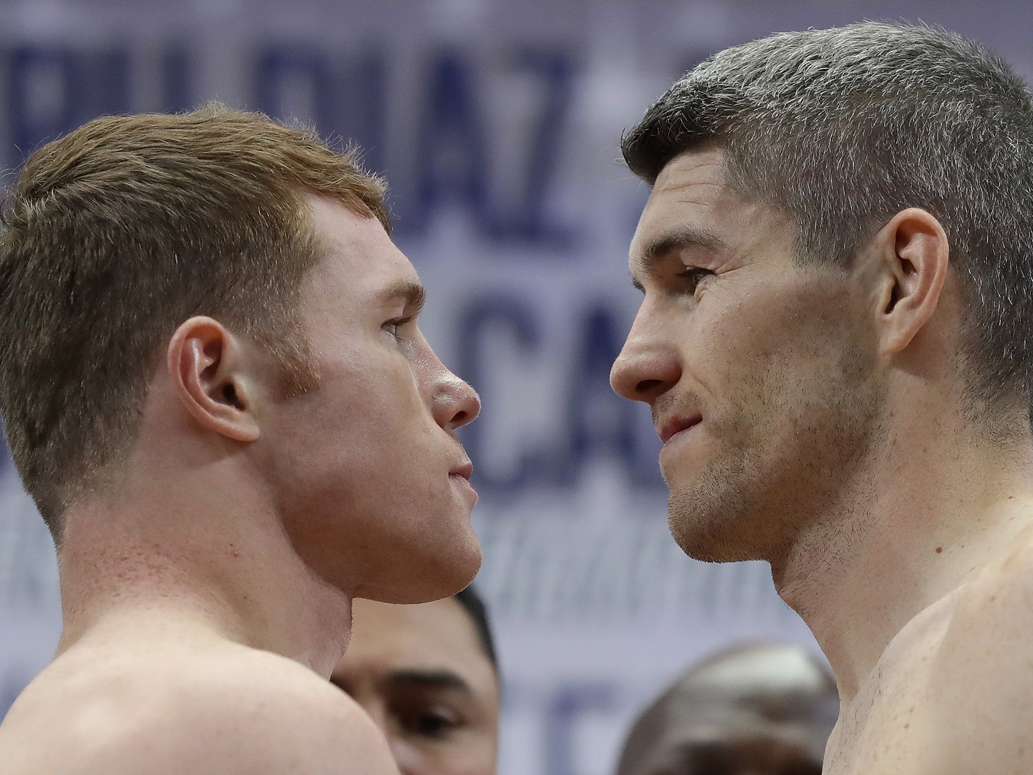 Alvarez and Smith face off at the pre-fight weigh-in