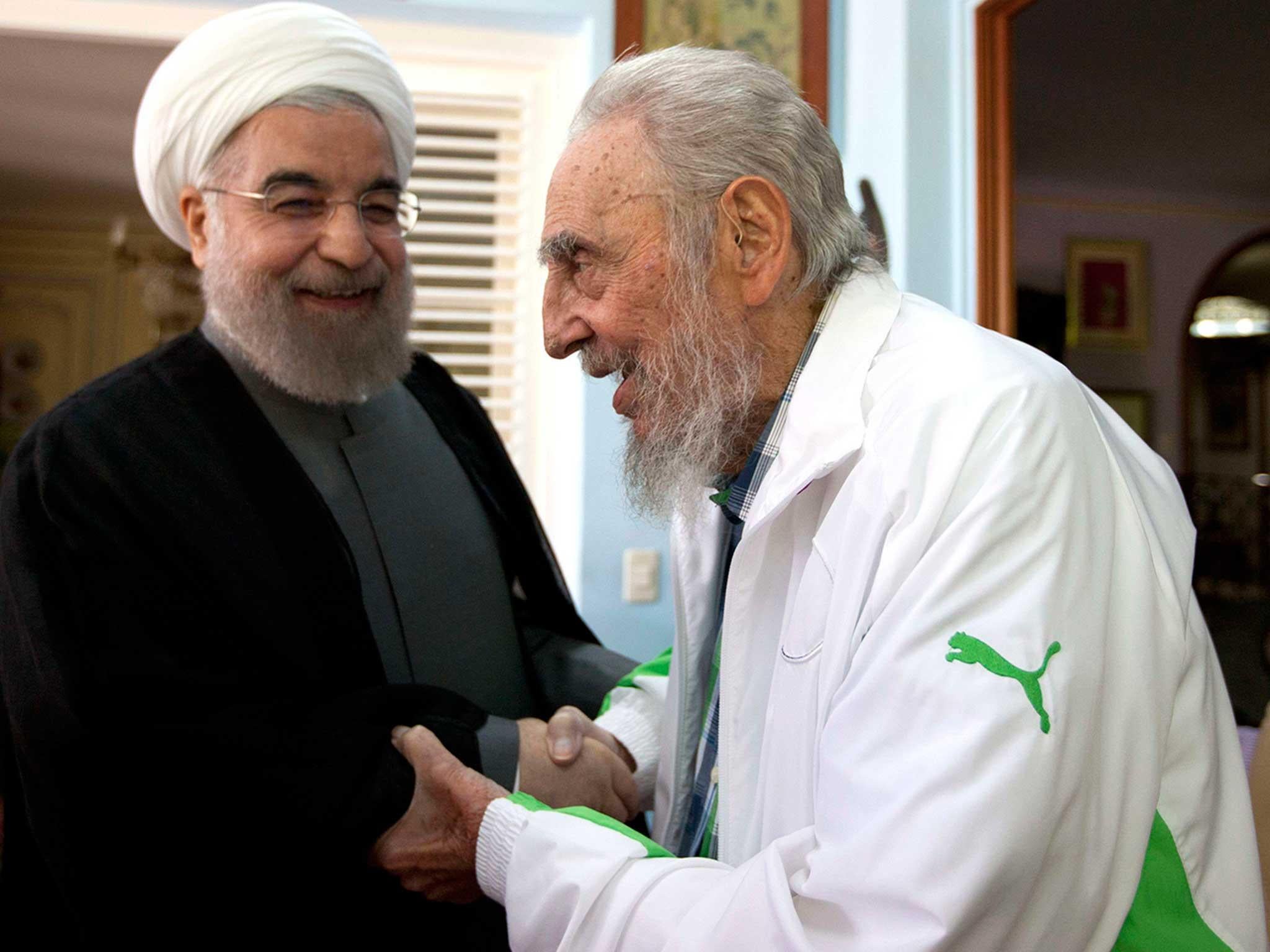 Fidel Castro meeting Iran's Supreme Leader Sayyed Ali Hosseini Khamenei