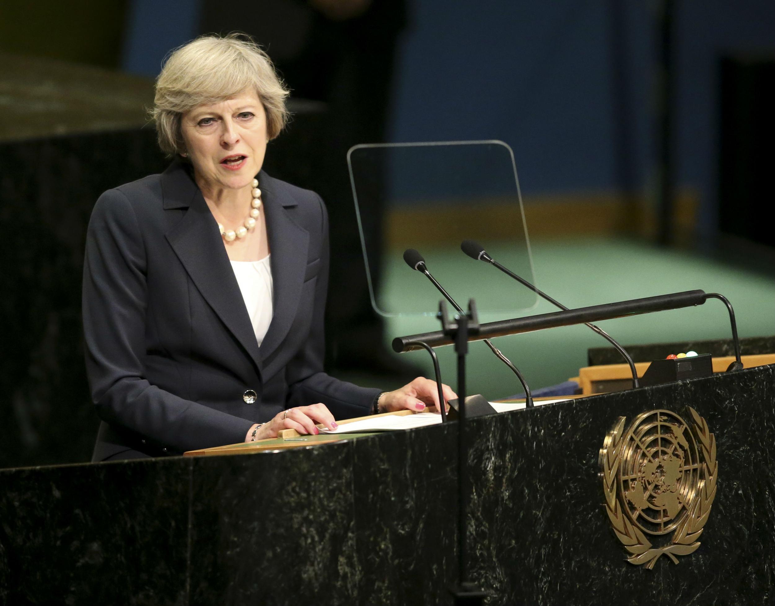 The prime minister was delivering her first speech at the UN