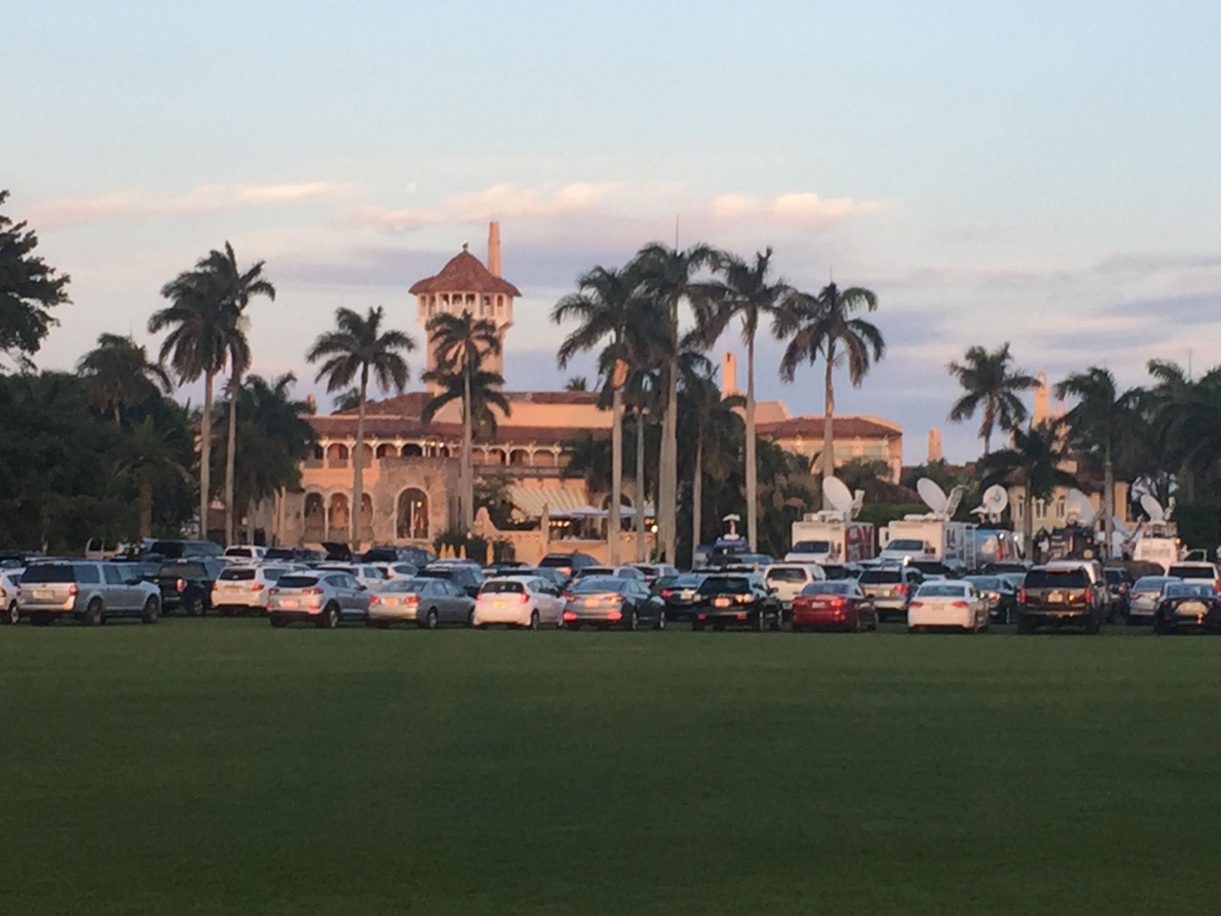 Story anyone? The press assemble at Mar-a-Lago