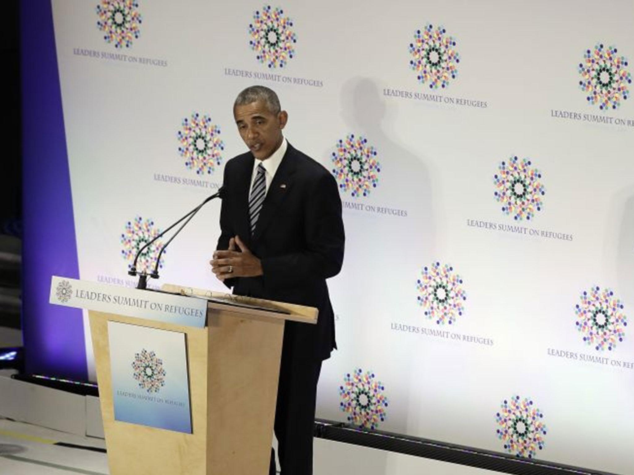 President Barack Obama speaks during the Leaders Summit on Refugees during the 71st session of the United Nations General Assembly at UN headquarters, Tuesday, 20 September, 2016.