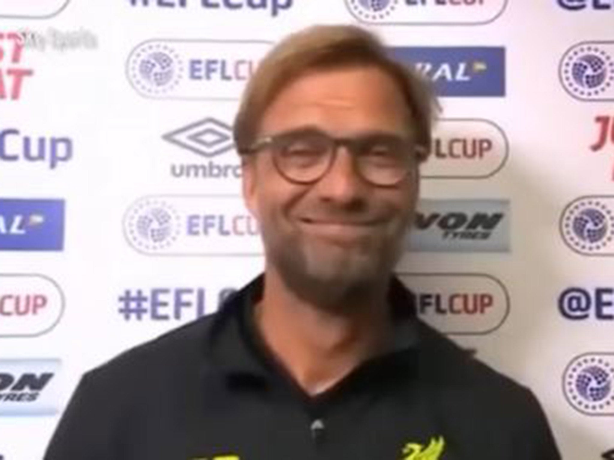 Jurgen Klopp appeared amused when a Sky Sports reporter apologised for his foul language