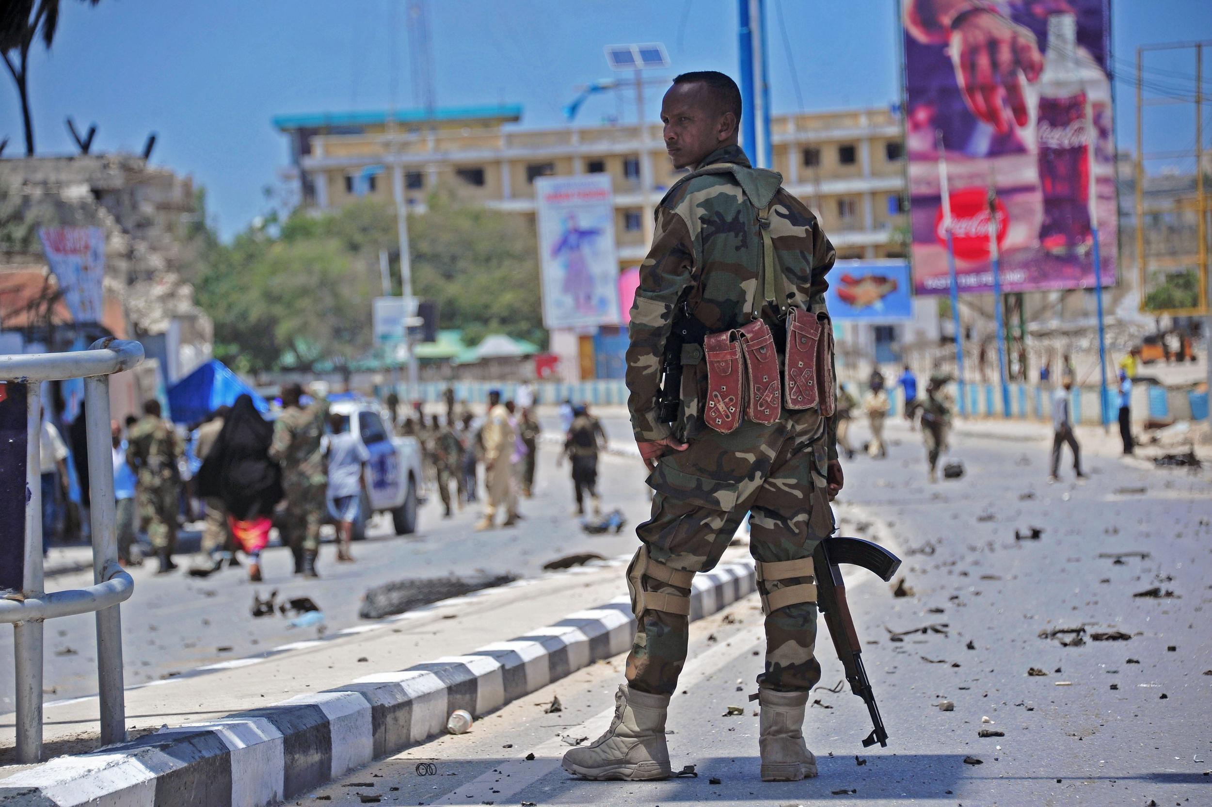 A member of Somalia's security service in Mogadishu (Mohamed Abdiwahab/Getty Images)