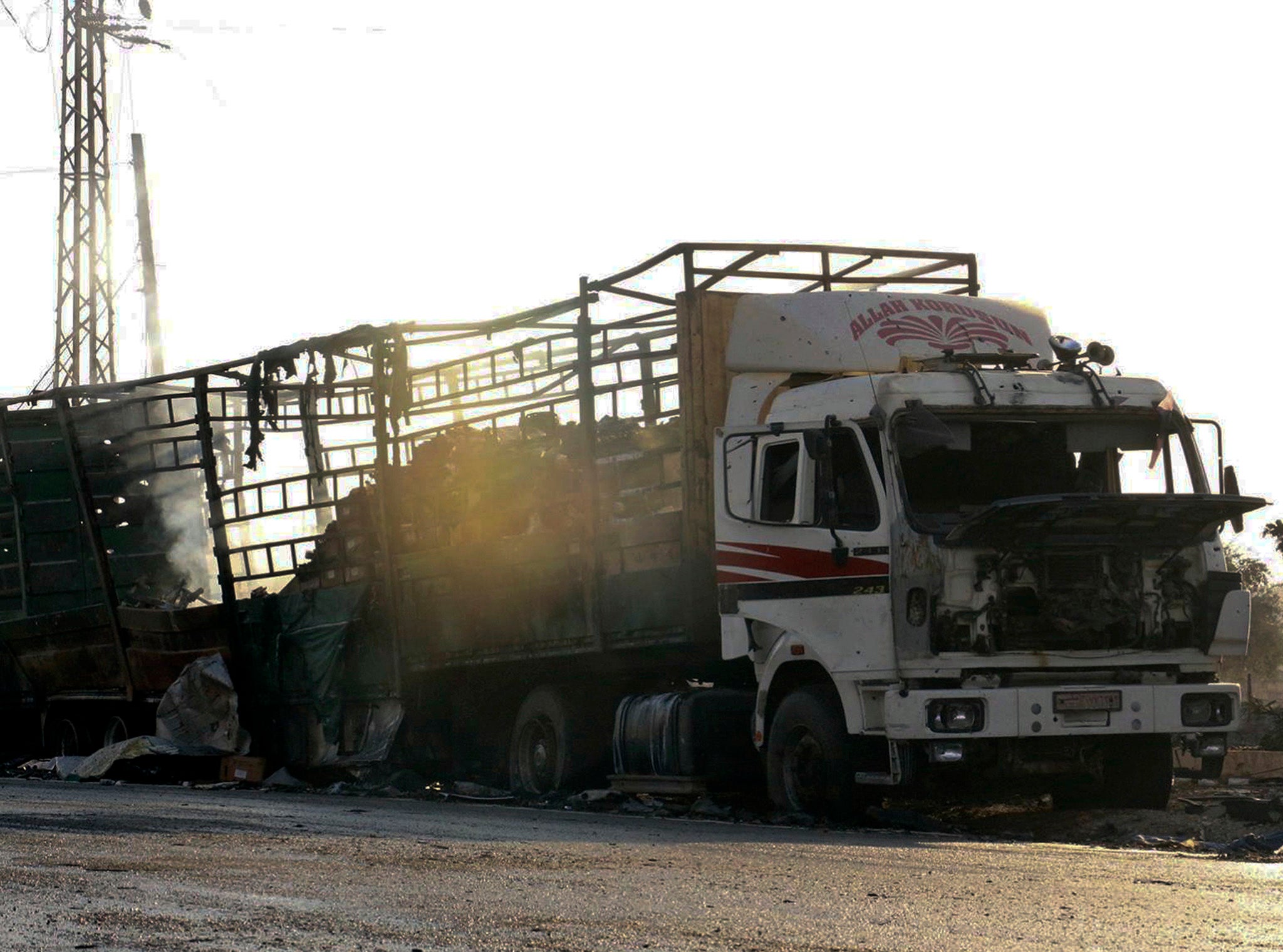 A UN humanitarian aid convoy in Syria was hit by airstrikes Monday as the Syrian military declared that a U.S.-Russian brokered cease-fire had failed