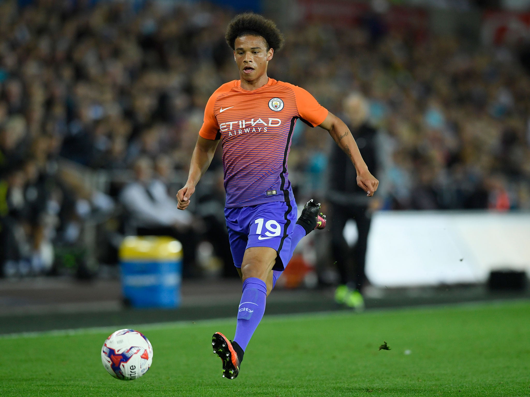 Leroy Sane in action for City