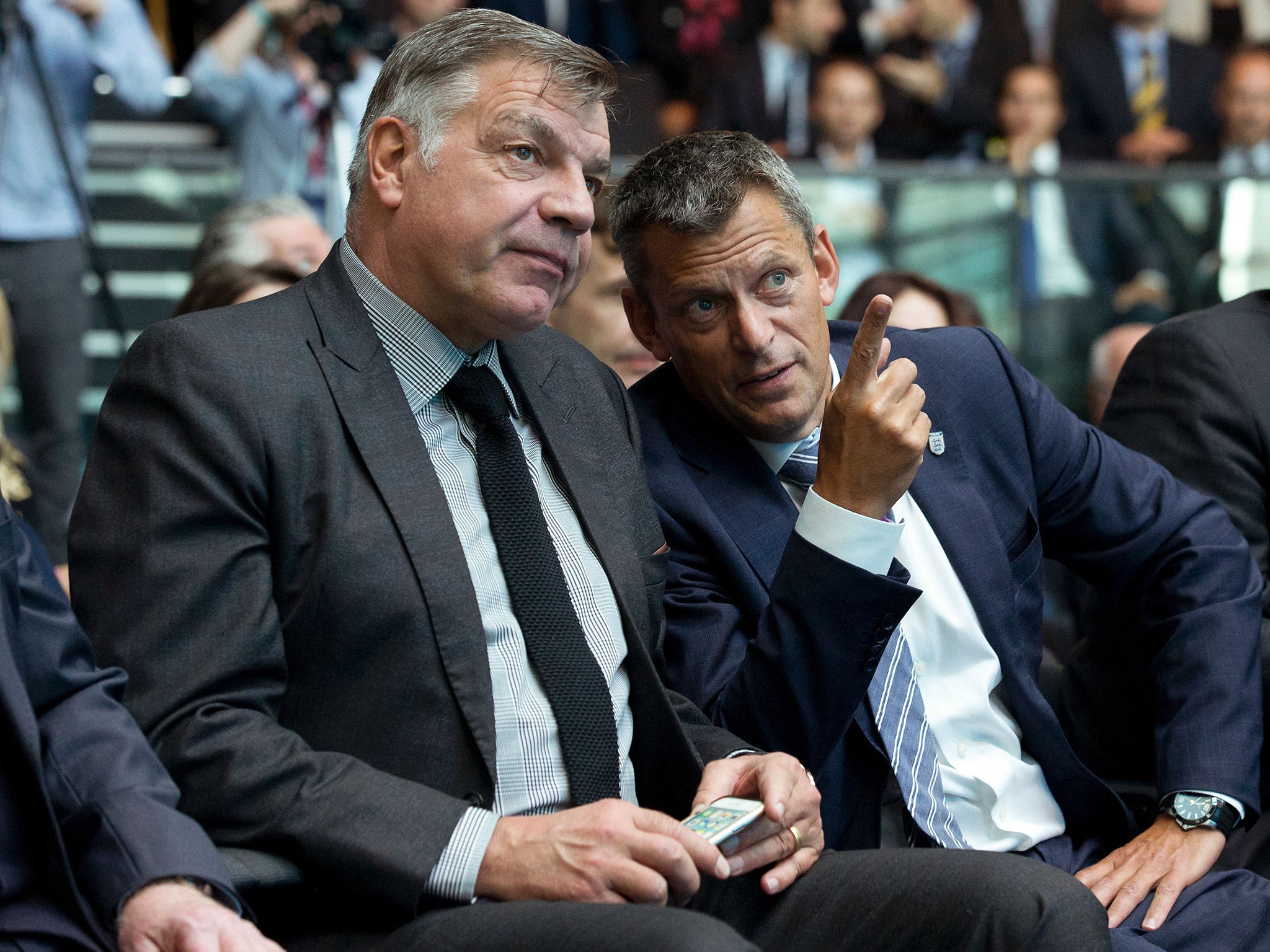 England manager Sam Allardyce speaks with FA chief executive Martin Glenn