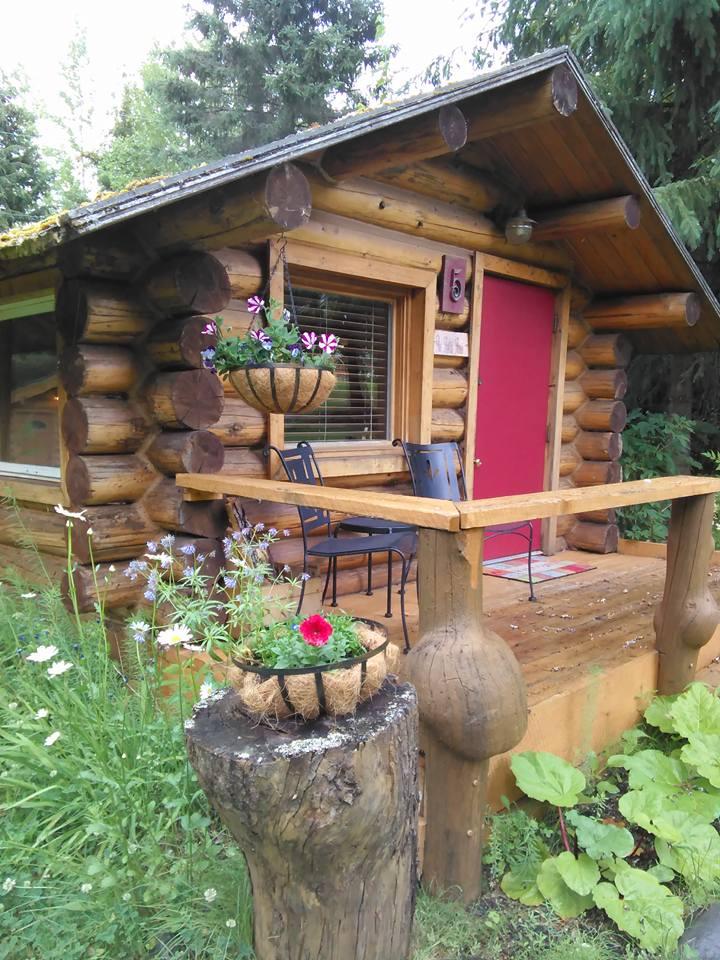 These cute log cabins in Alaska allow you to light up a spliff on the decking