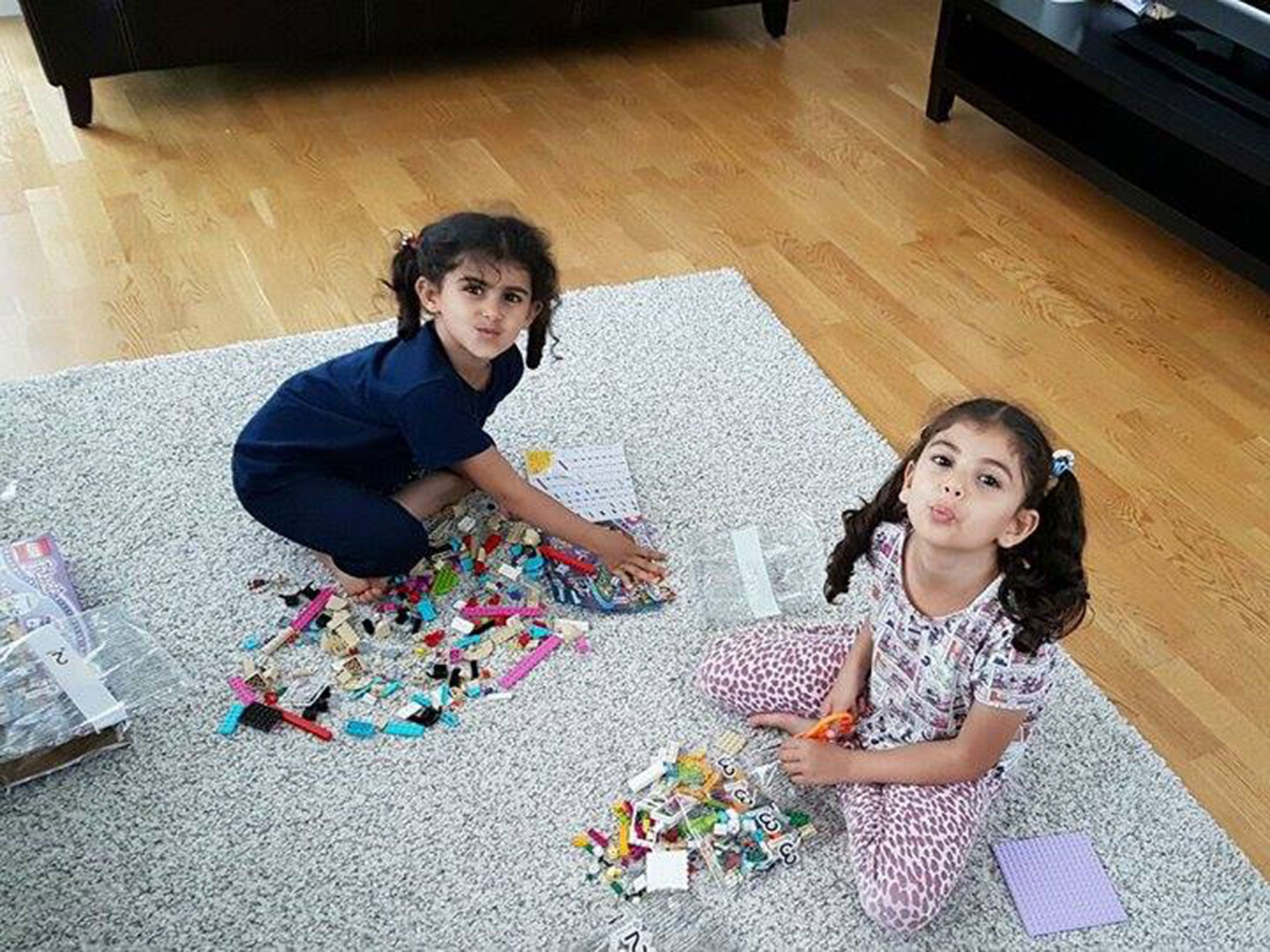 The two Syrian girls driven to Copenhagen by Lisbeth Zornig, at their family’s new home in Helsingborg, Sweden