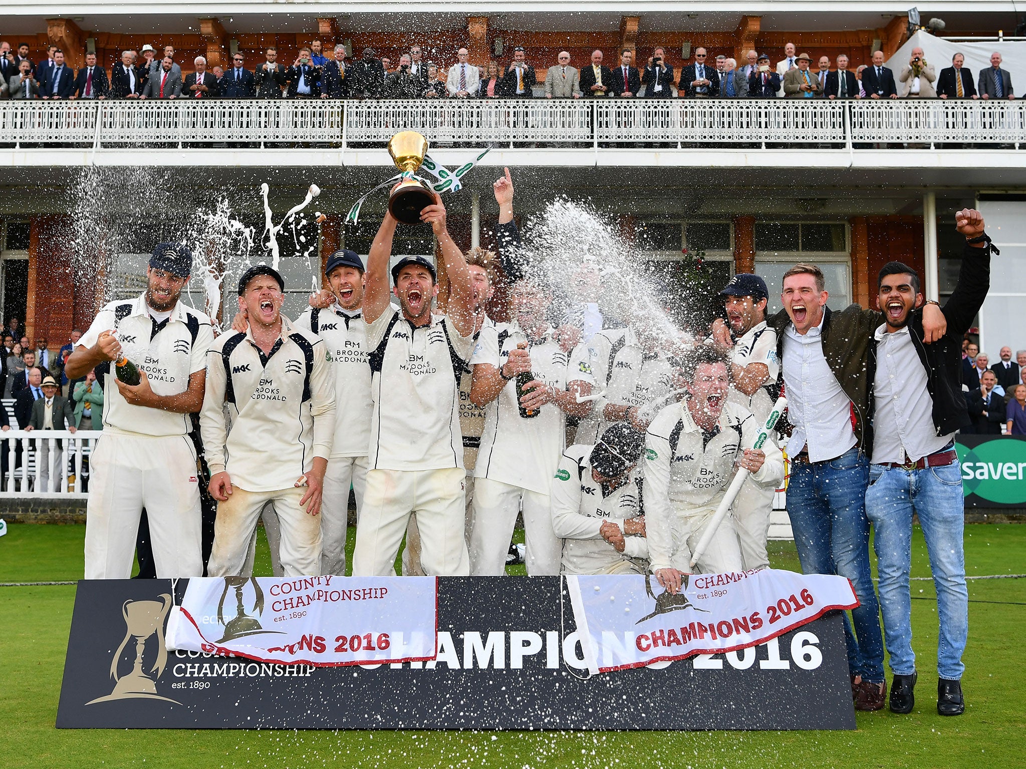 Middlesex lift the County Championship trophy after a 23-year wait