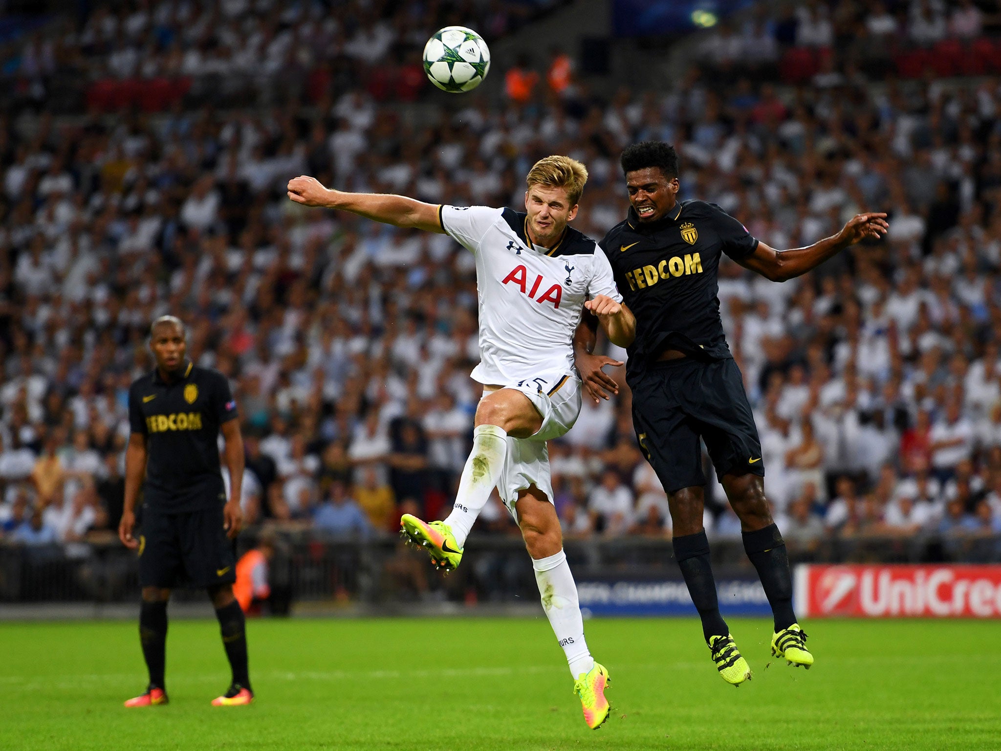 Vertonghen in action for Spurs in the Champions League against Monaco