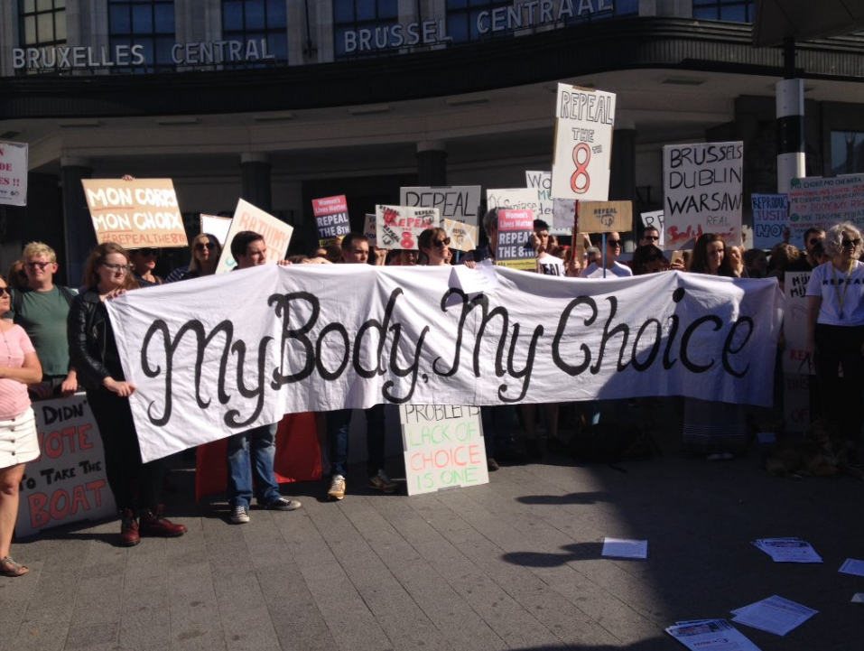 A rally in Brussels in support of the #repealthe8th movement