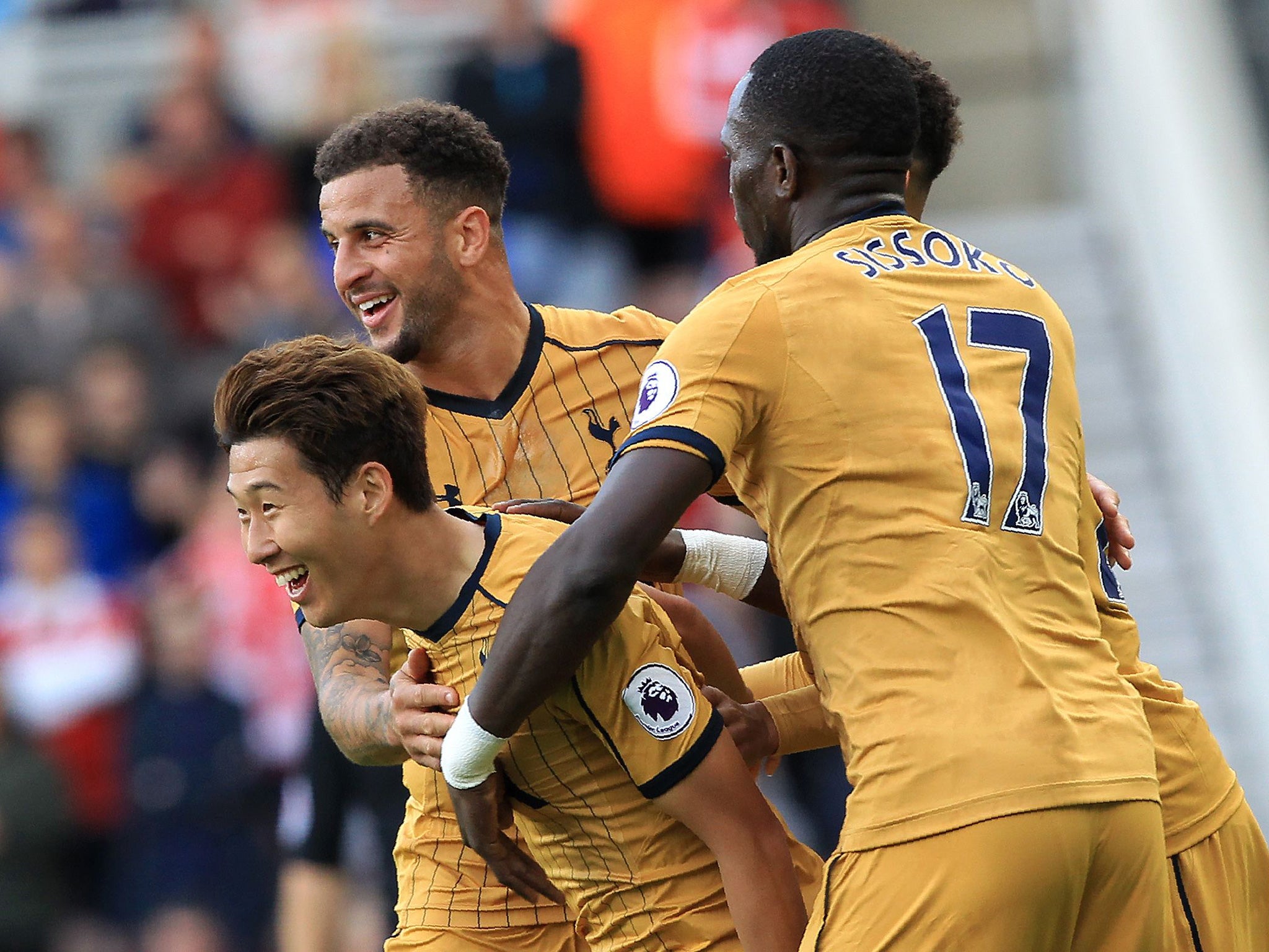 Son celebrates his first strike at the Riverside