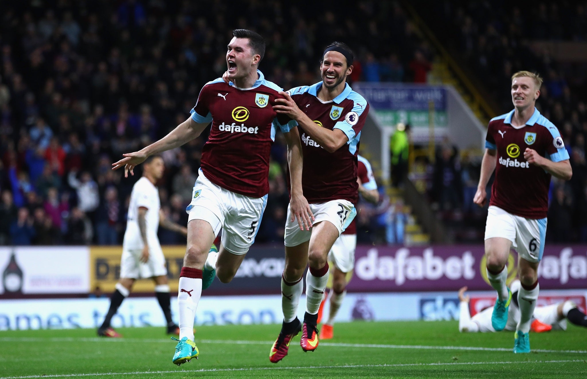 Keane celebrates after securing Burnley's victory over Watford