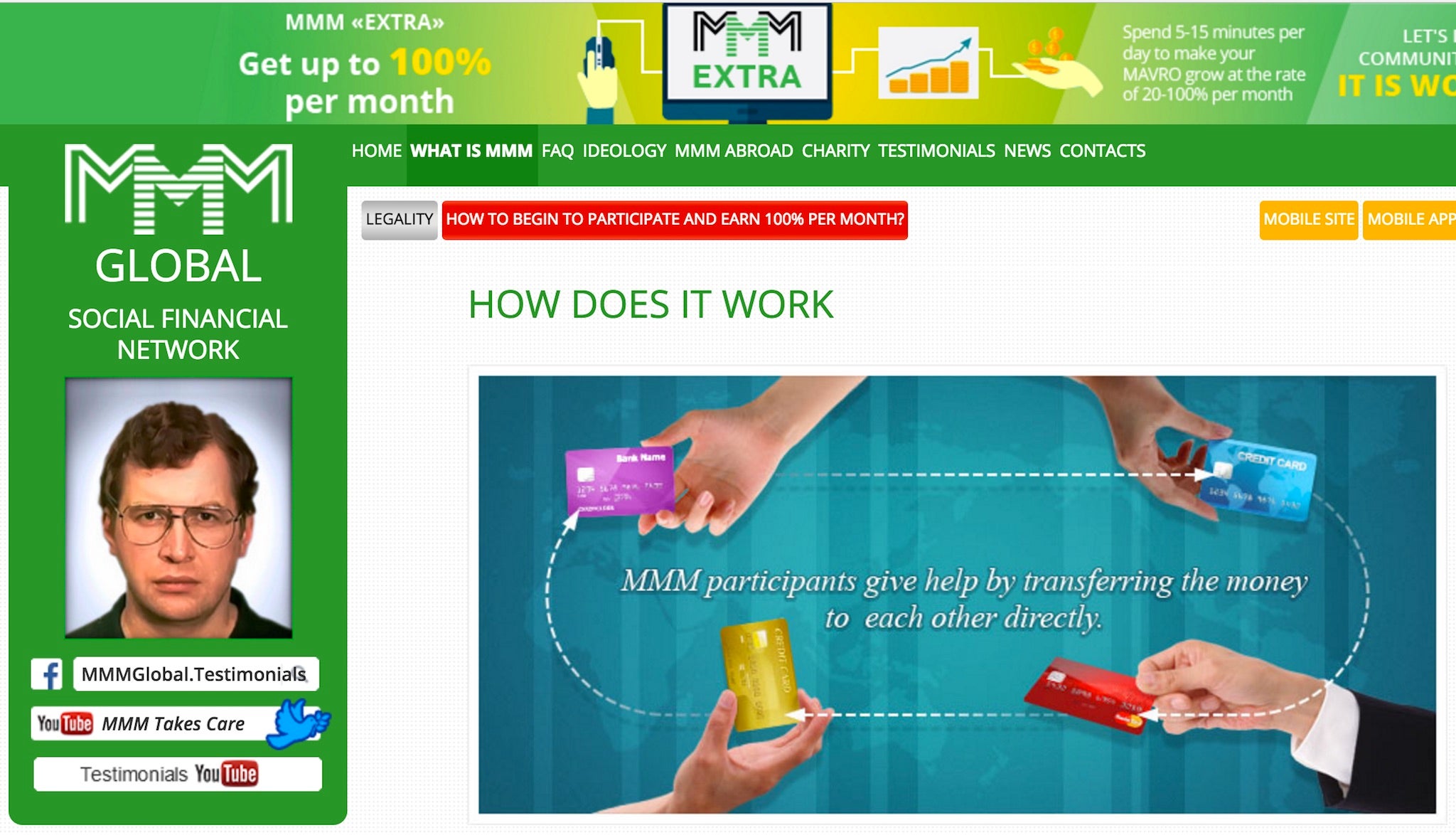 Not a pyramid: MMM’s website describes the scheme as a circular system where members ‘give help by transferring the money to each other directly’