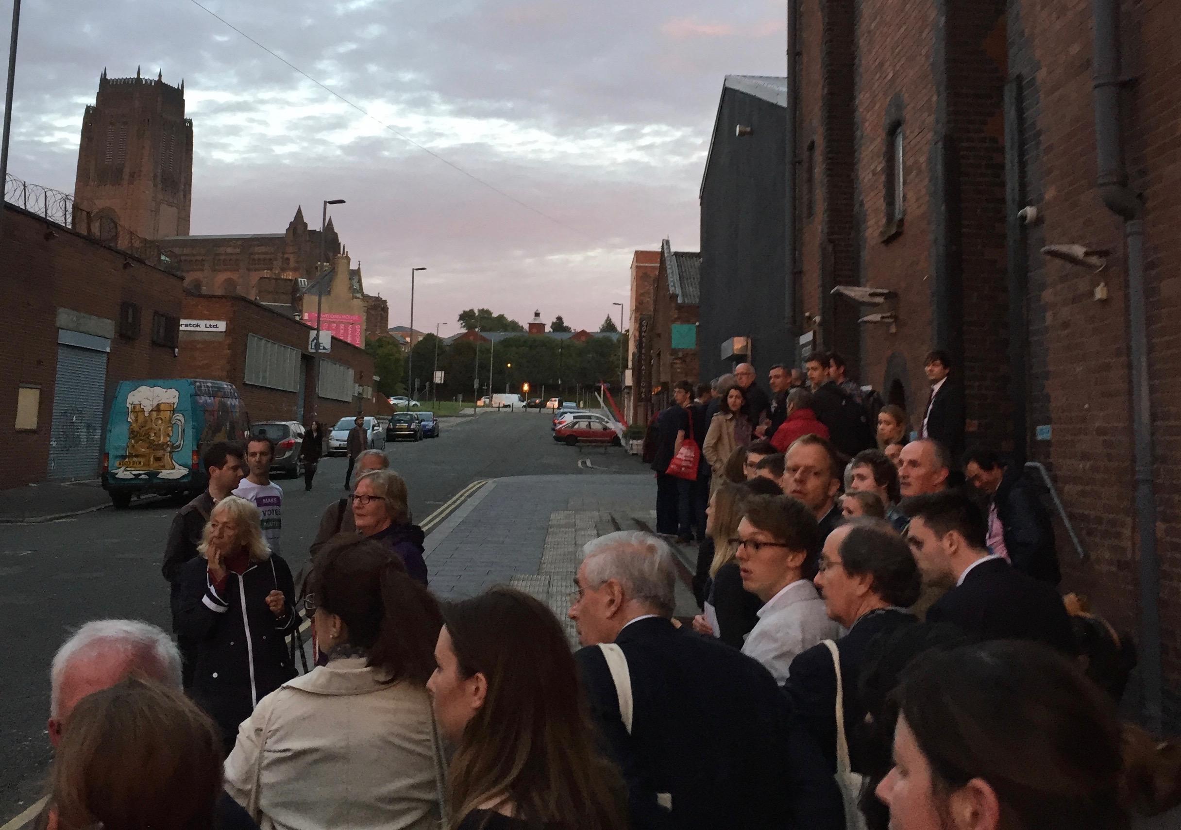 Supporters queued around the block to get into the event on PR