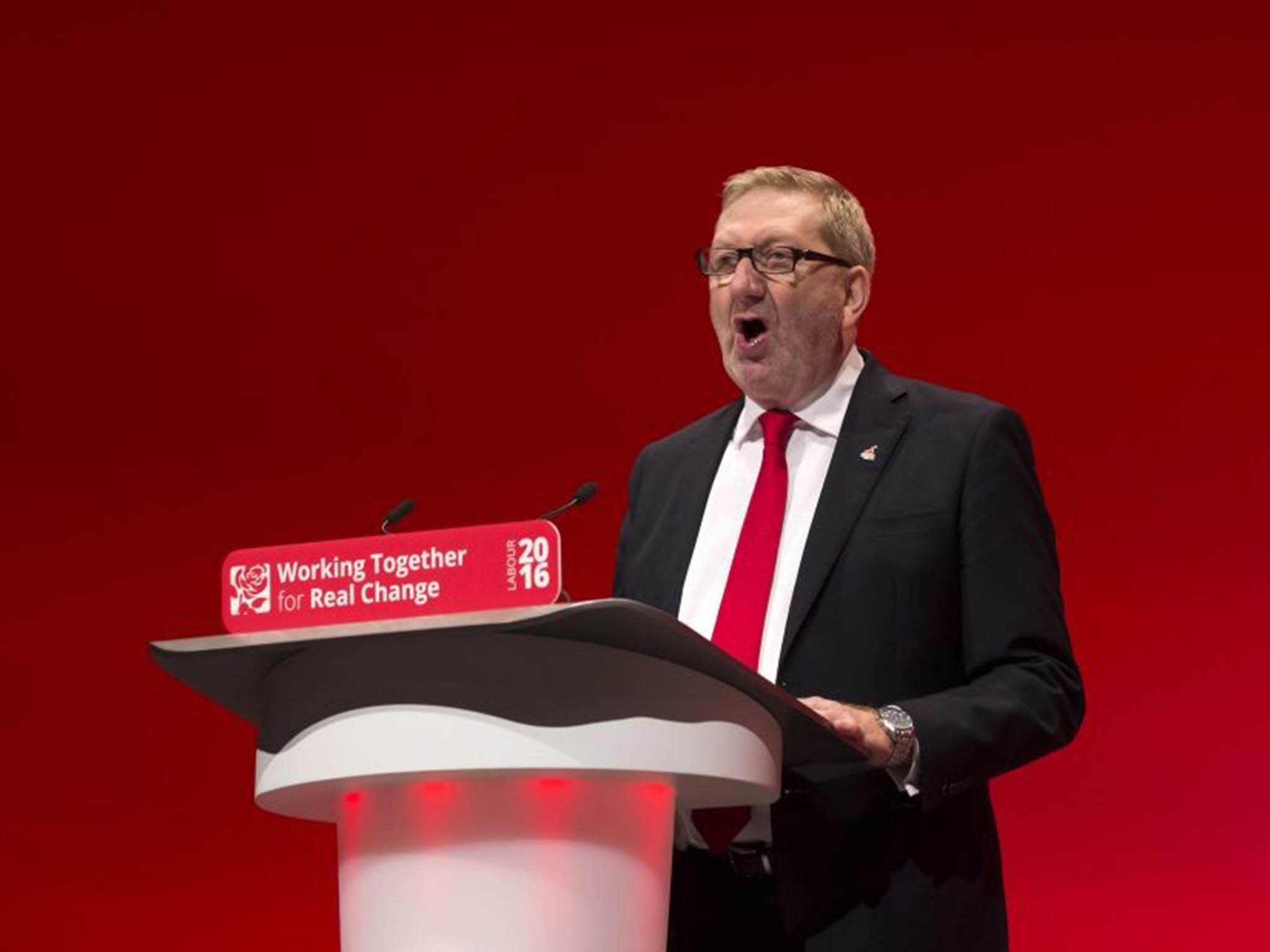 McCluskey speaking at the Labour Party conference in September