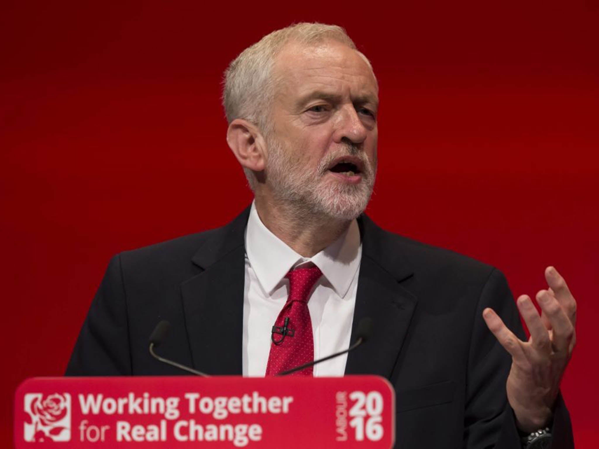 Labour leader Jeremy Corbyn at the party's conference in Liverpool