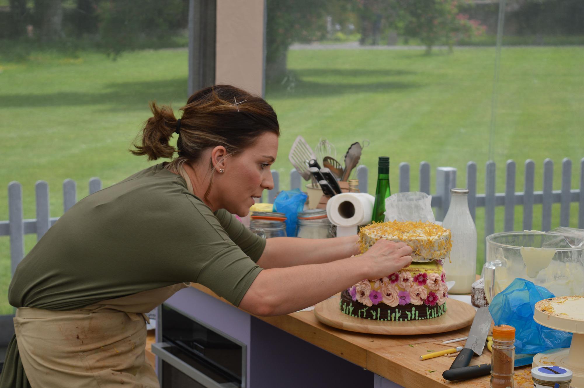 Candice prepares her floral showstopper during Botanical Week