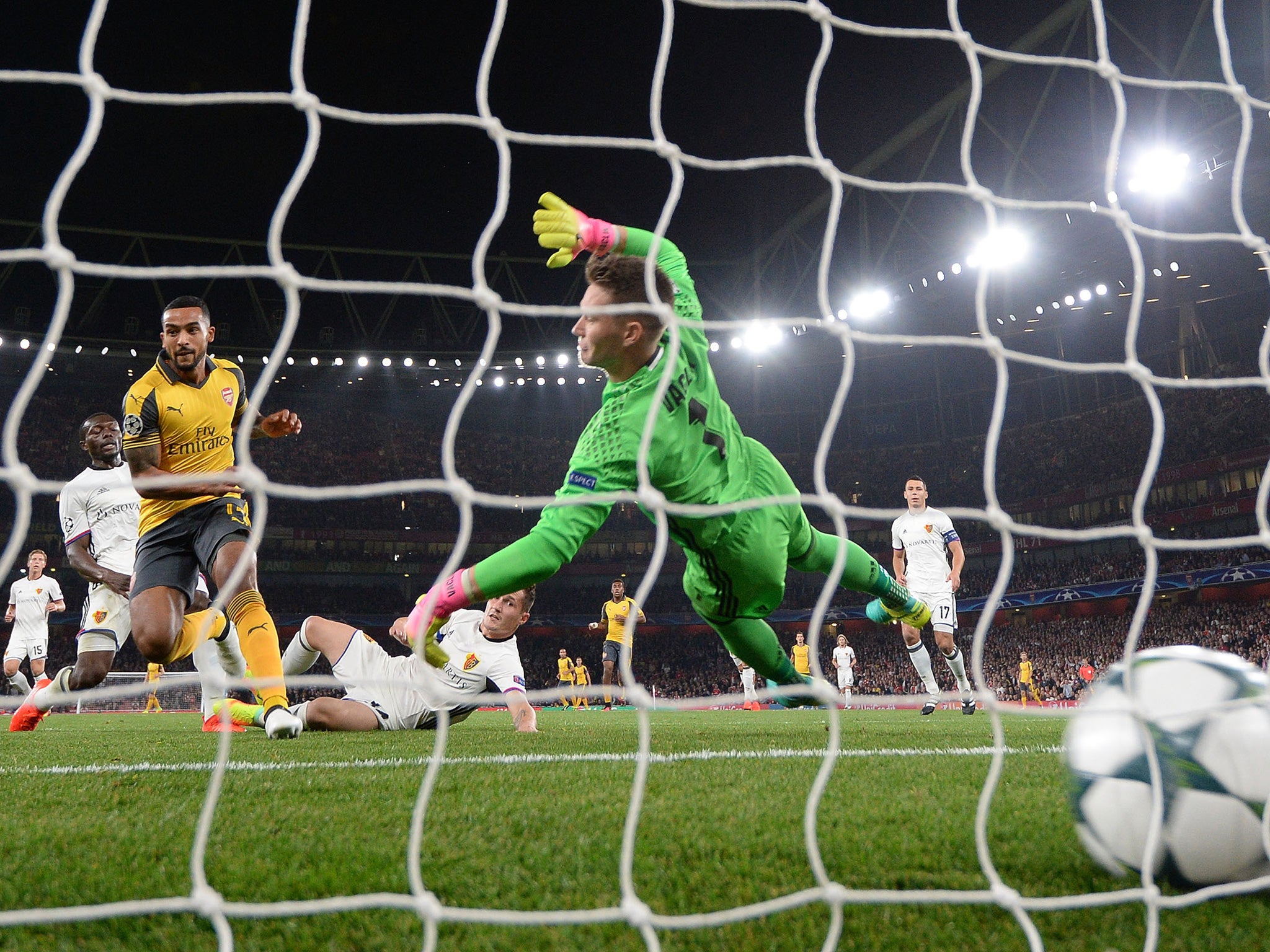 Walcott opened the scoring in the seventh minute