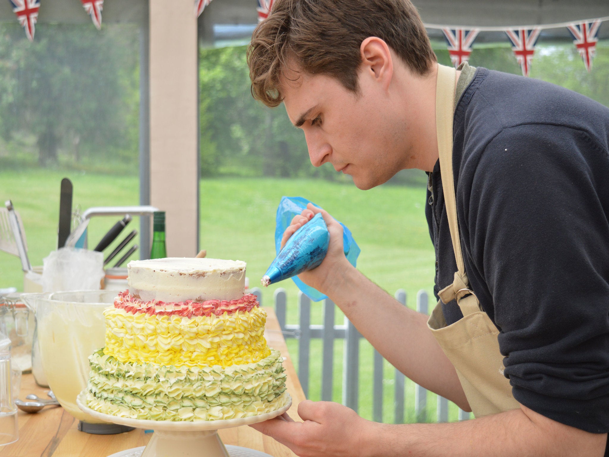 Tom working on his Star Baker-winning showstopper