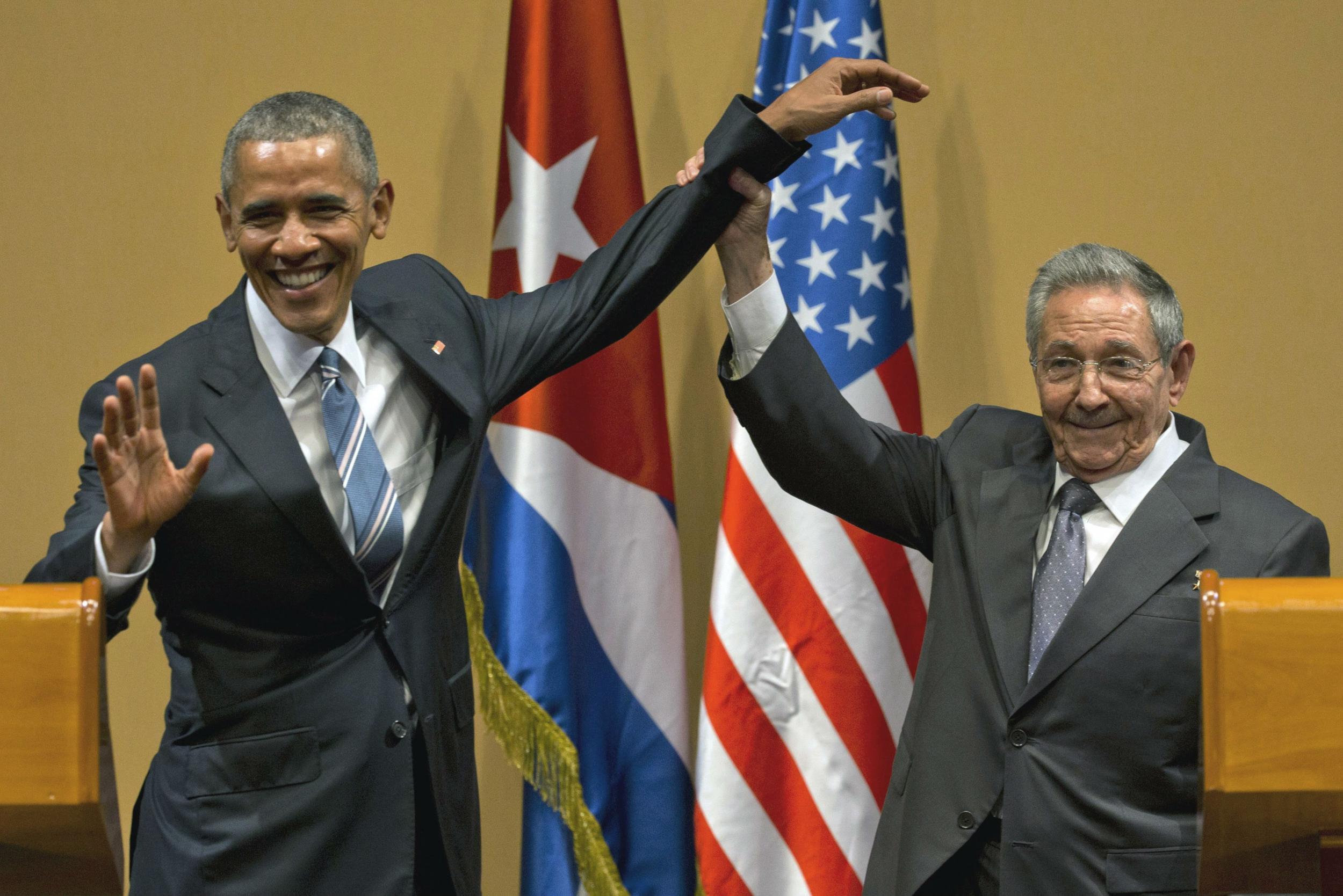 The leaders of Cuba and The United States celebrate detente