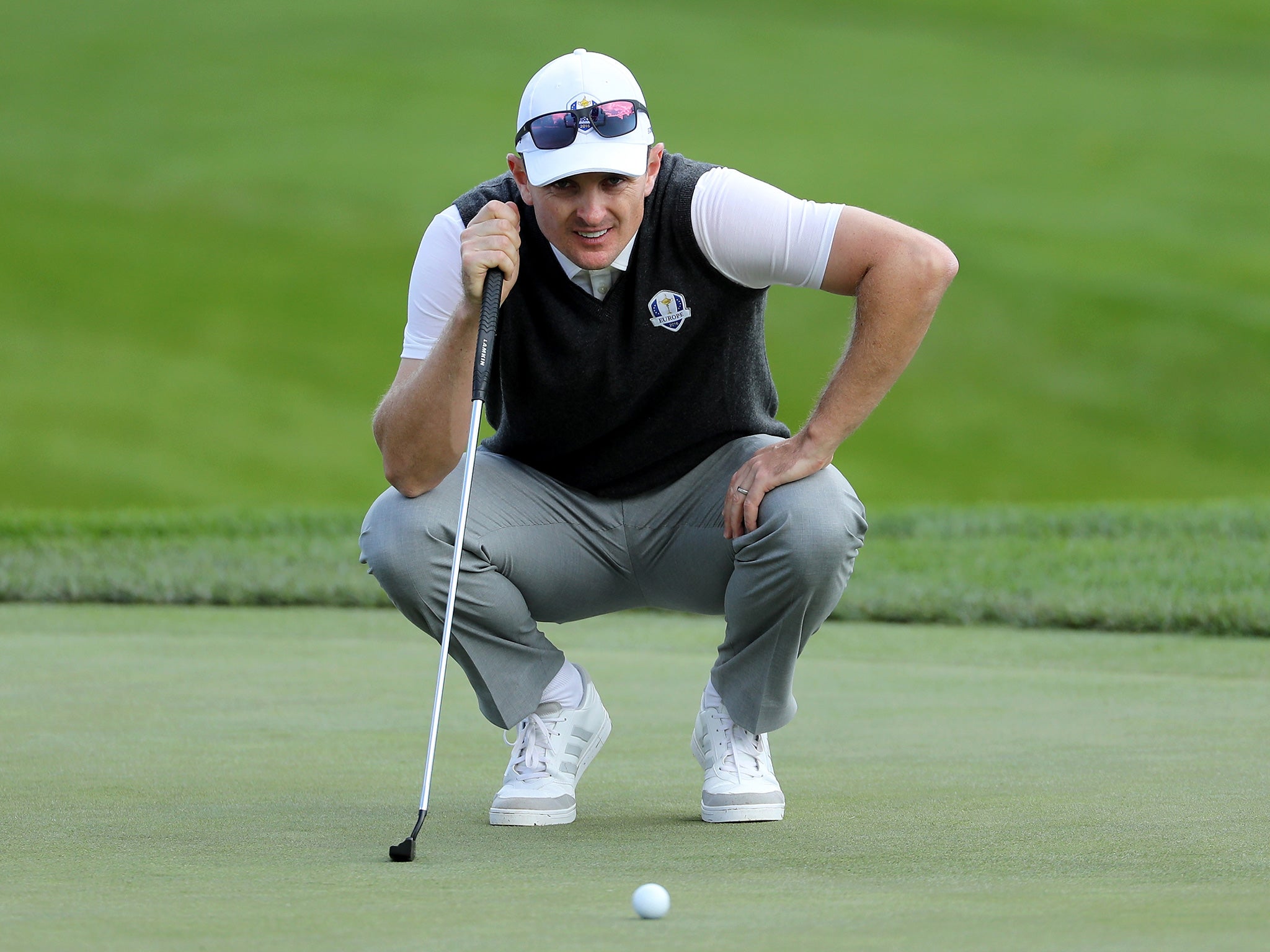 Rose on the course at Hazeltine during Thursday's practice session