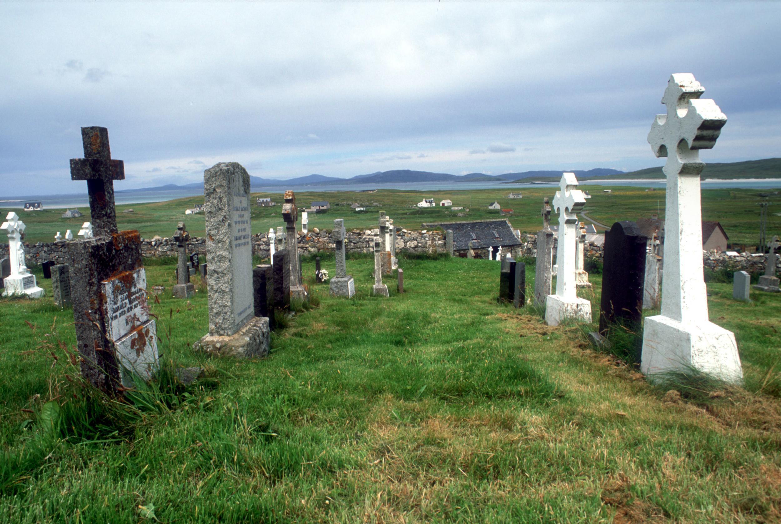 The graveyard adjacent to the 12th-century church, Cille Bharra