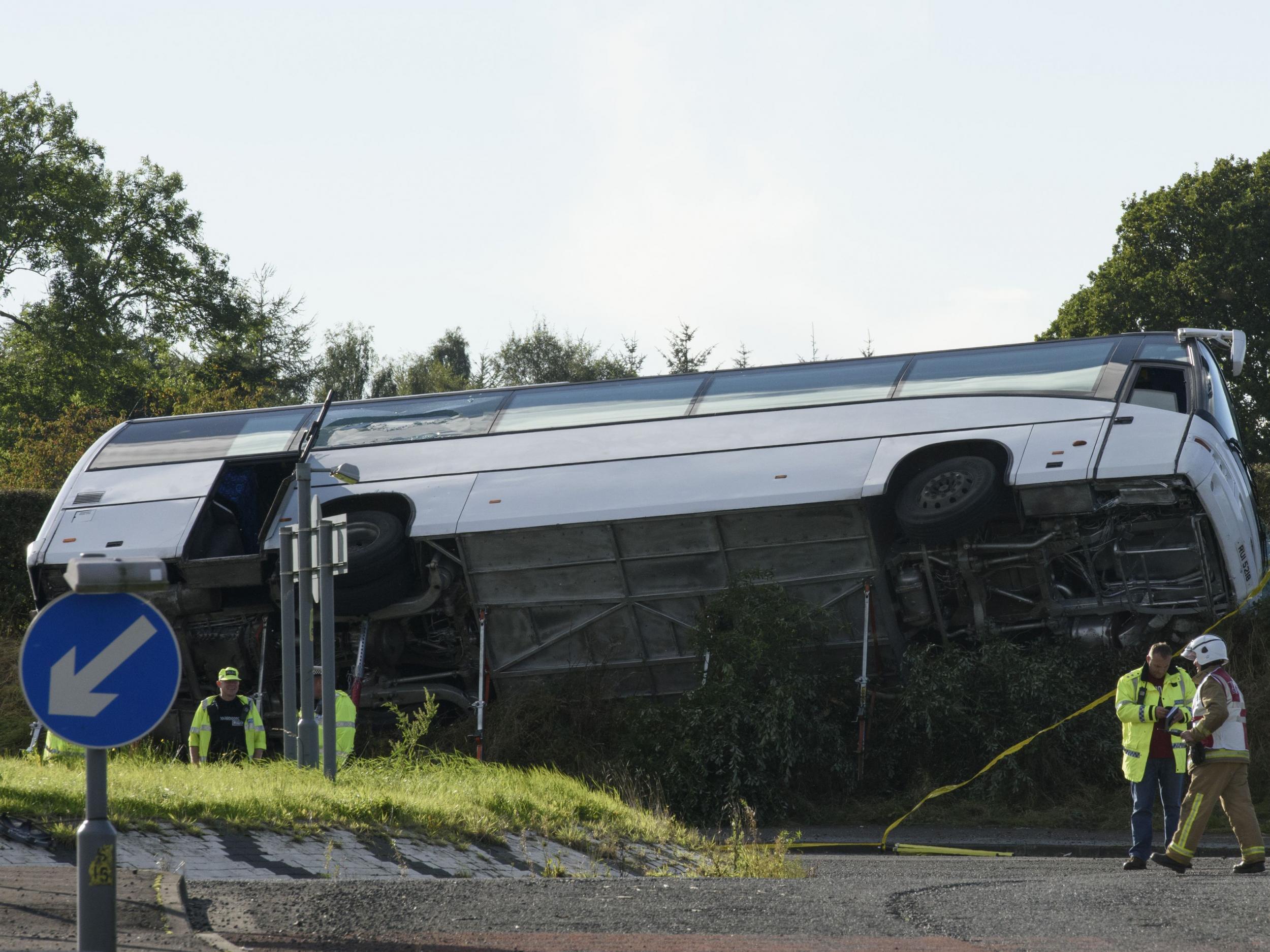 The bus is said to have ‘swerved’ before crashing (PA)