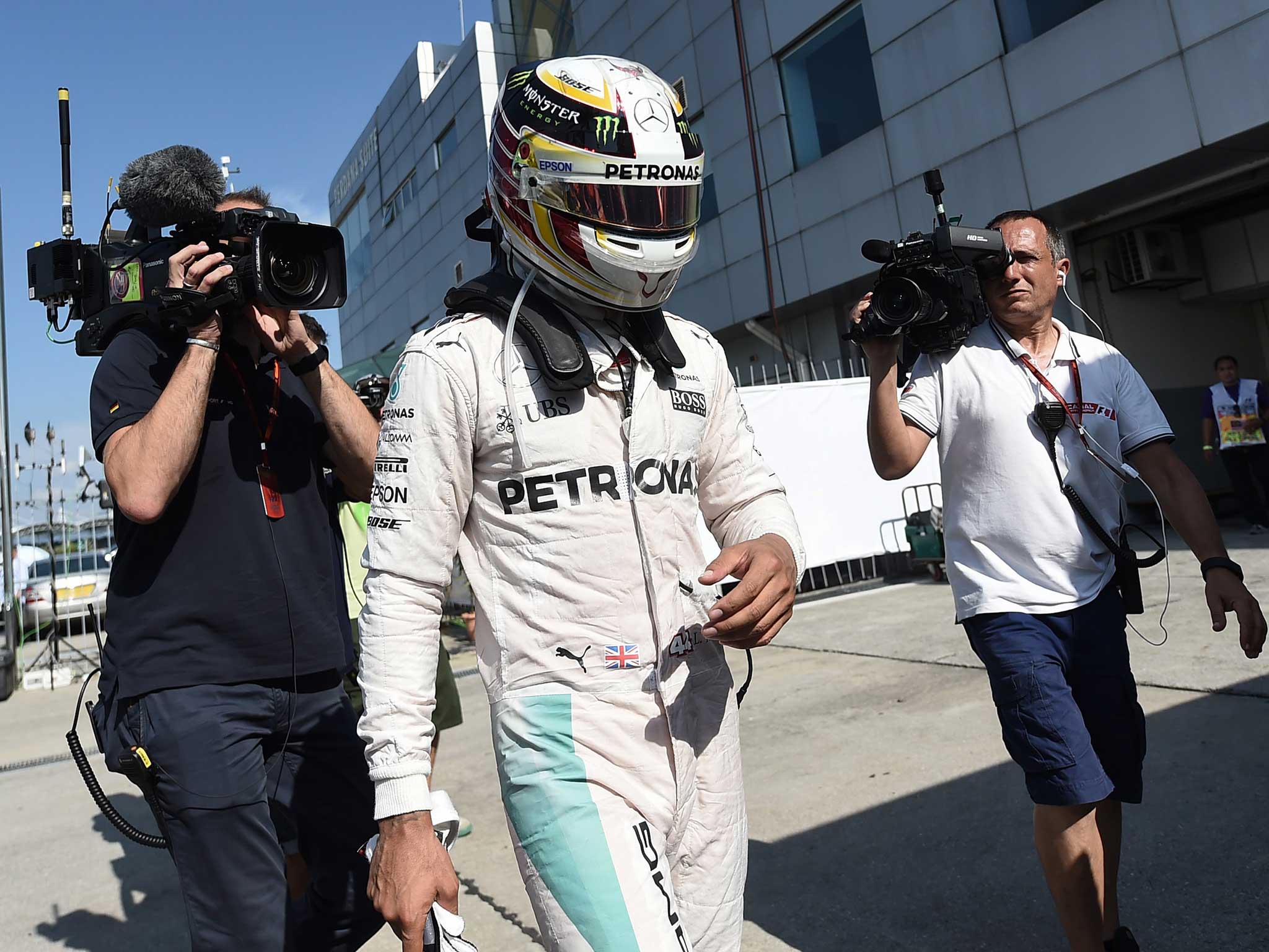 &#13;
Hamilton was in a dejected mood after his early exit in Malaysia &#13;