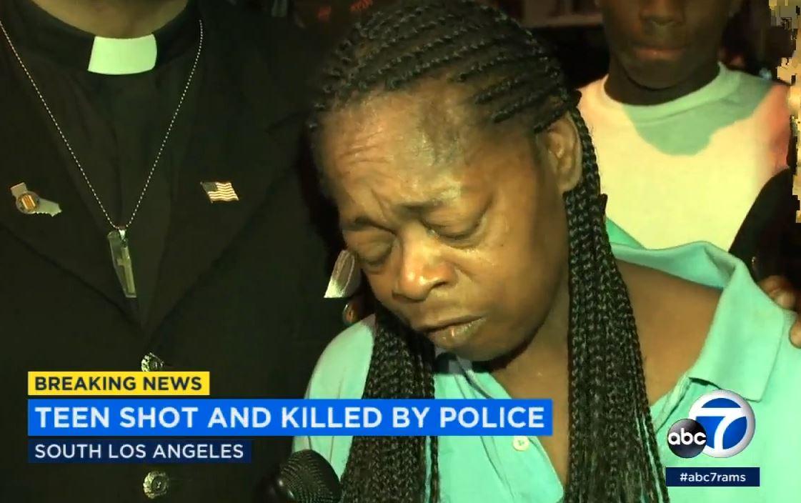 Mr Snell Jr's mother, Monique Morgan, gave a tearful interview where she begged police to let her see her son