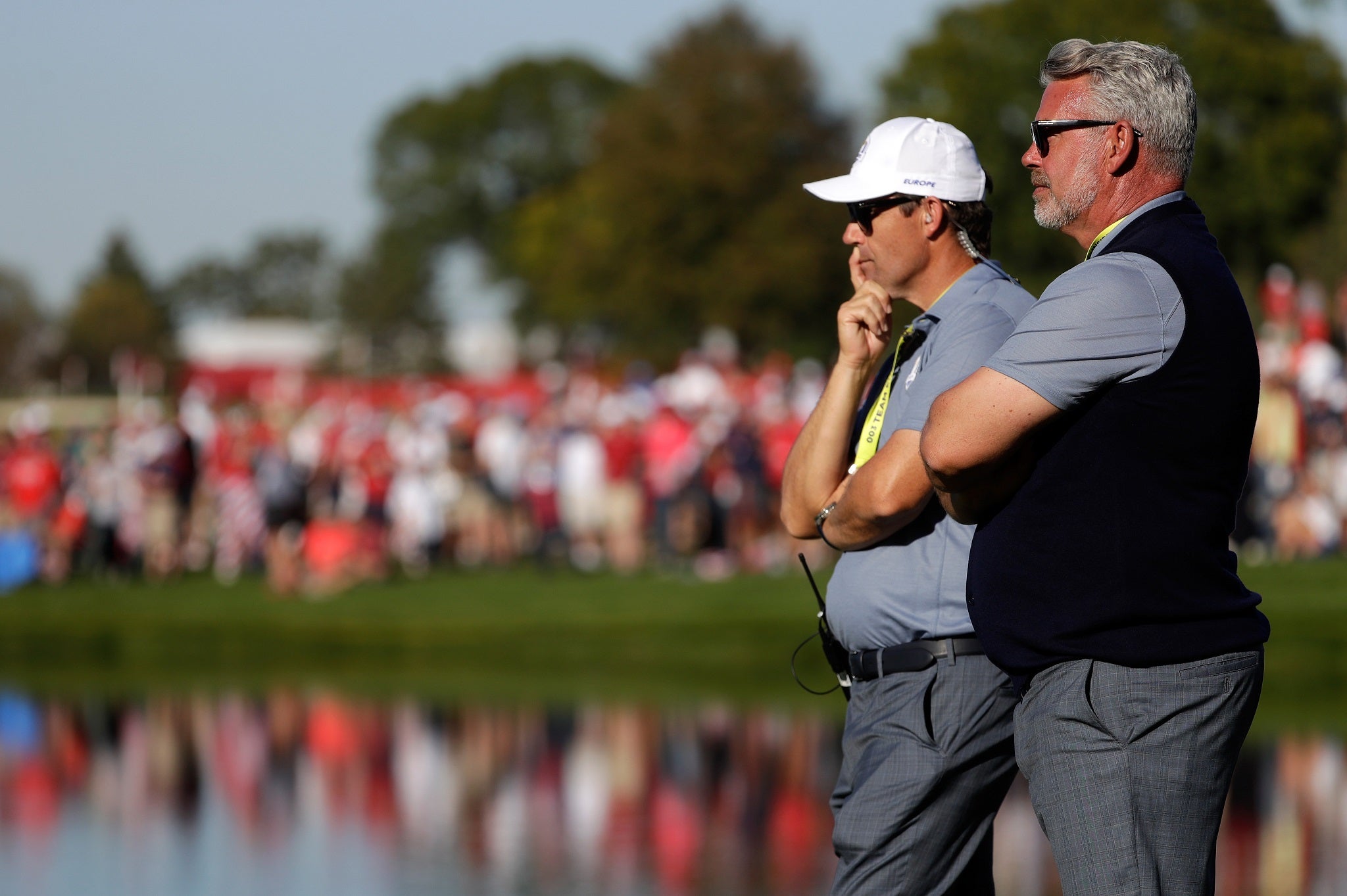 Darren Clarke looks on as Europe fall to a 17-11 defeat