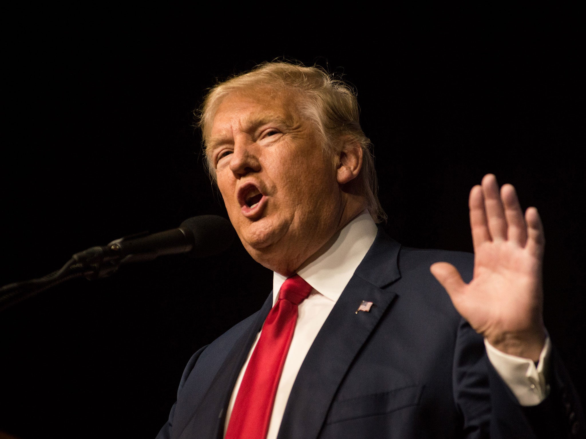 Donald Trump speaks at a rally held the Pueblo Convention Centre in Pueblo, Colorado, on 3 October (Getty Images)