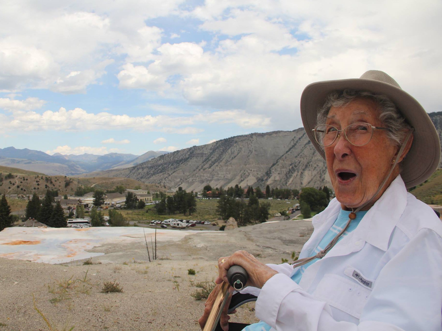 Norma Jean Bauerschmidt admiring Yellow Stone National Park in July (Driving Miss Norma/ Facebook )